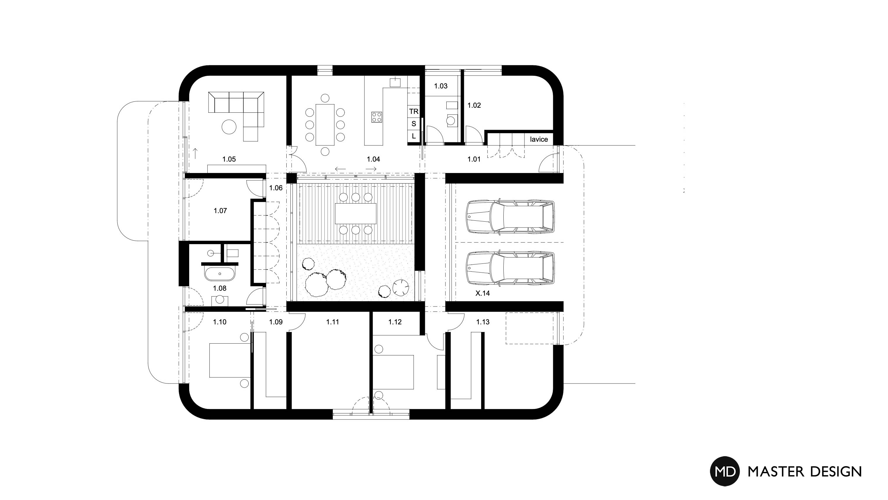 Atrium house with brick facadesPraha Libuš - visualisation4