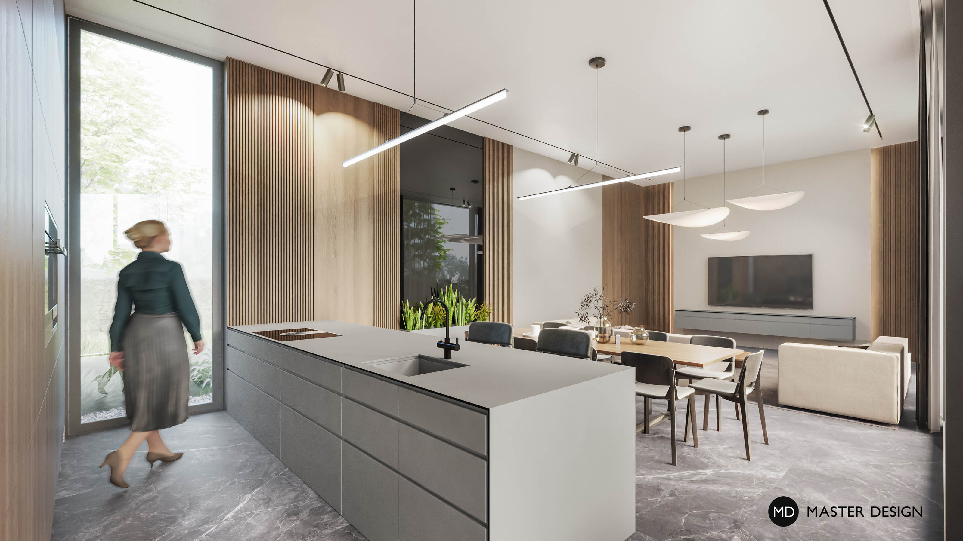 Interiér luxusního bungalovu do tvaru hvězdyUnhošť - vizualizace2 Interiér luxusního bungalovu do tvaru hvězdyUnhošť - vizualizace2