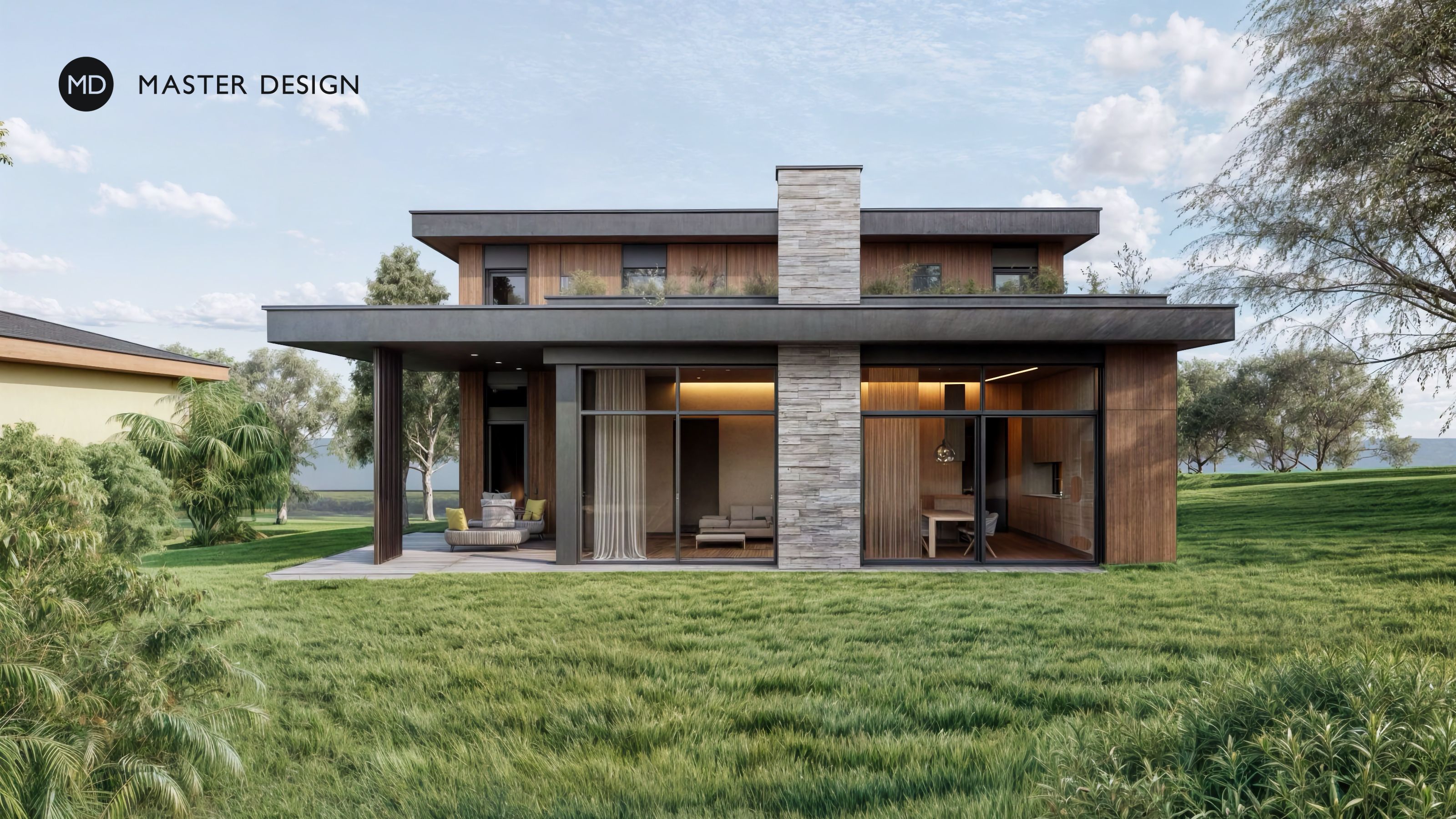 Three-story villa with large-format tilesPraha - visualisation2