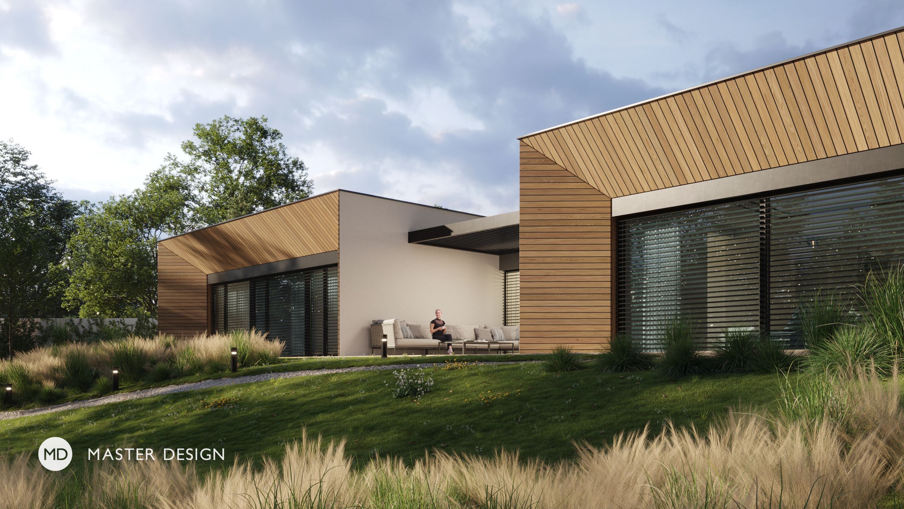 Typical house on a slope with an atriumModerní dům na klíč - visualisation2