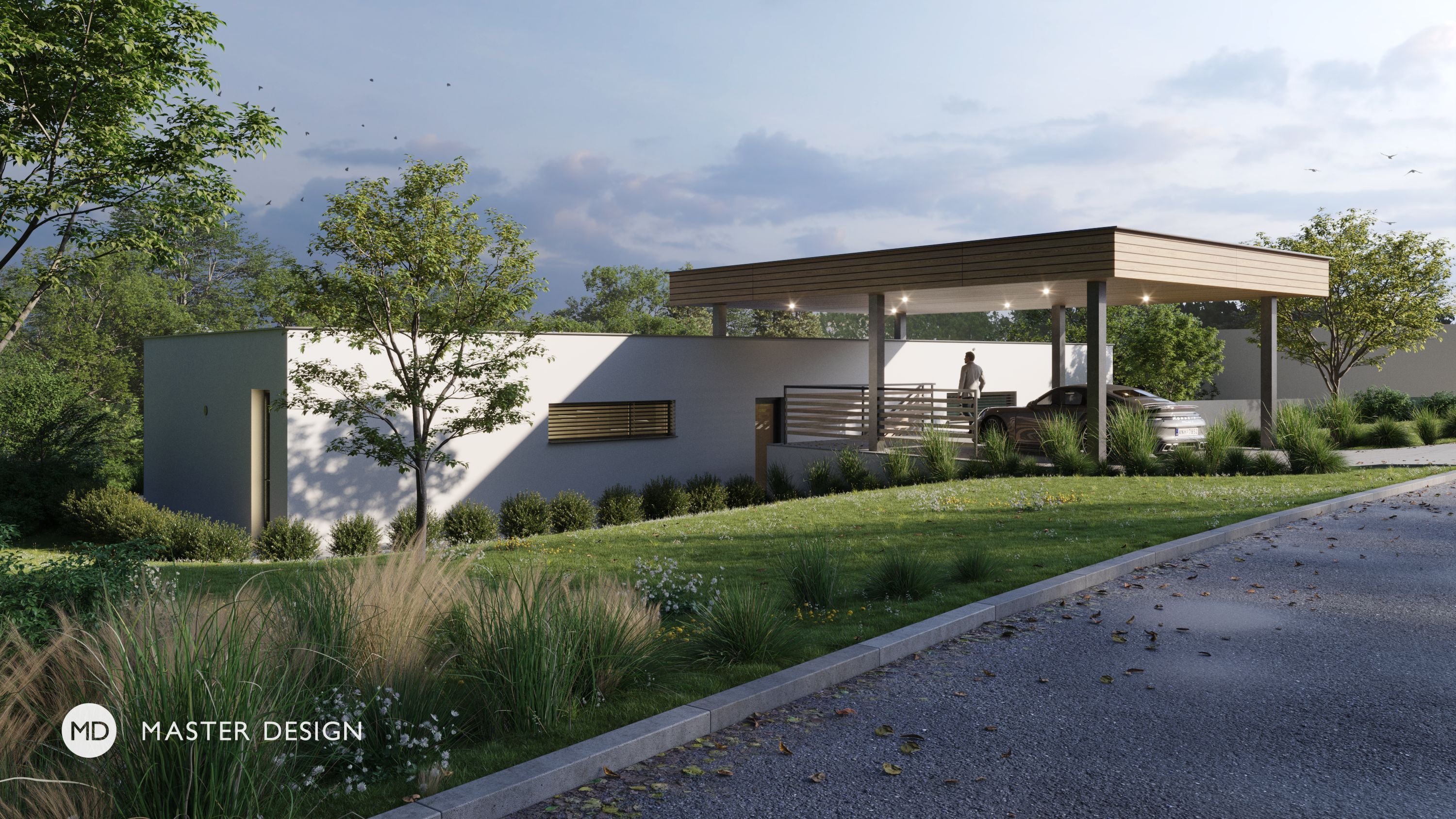 Typical house on a slope with an atriumModerní dům na klíč - visualisation3
