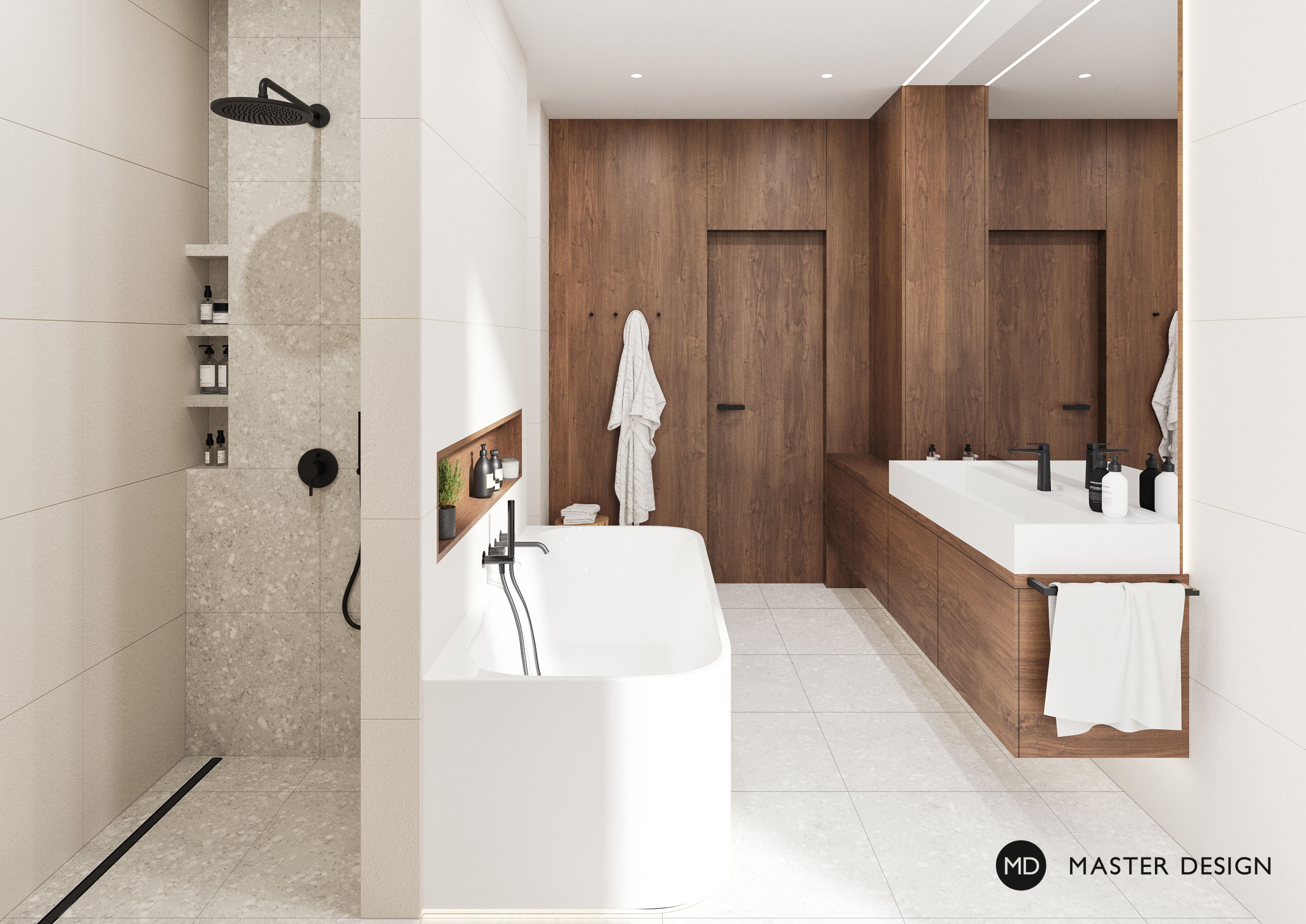 Modern house wooden interiorPraha Libuš - visualisation9