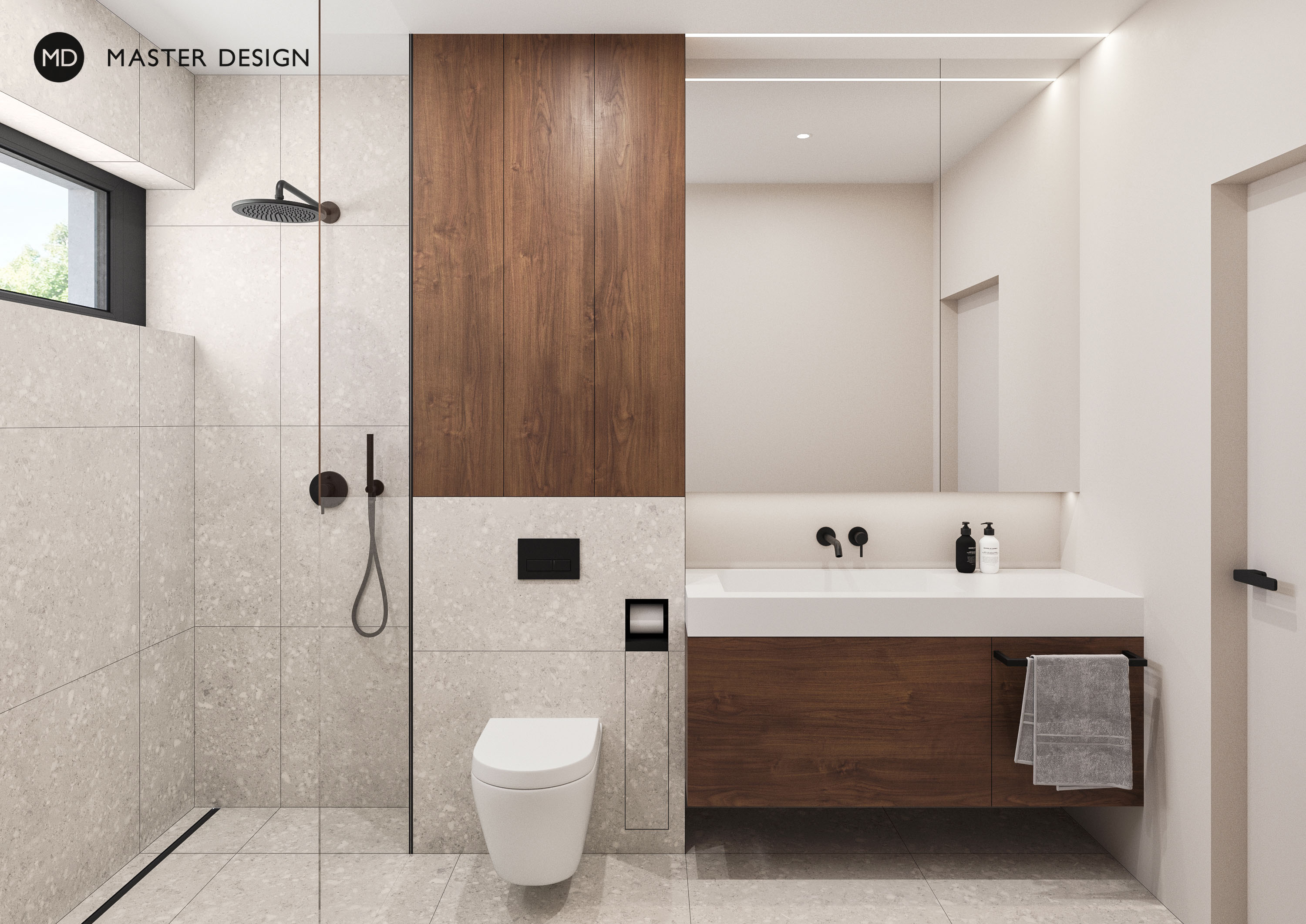 Modern house wooden interiorPraha Libuš - visualisation10