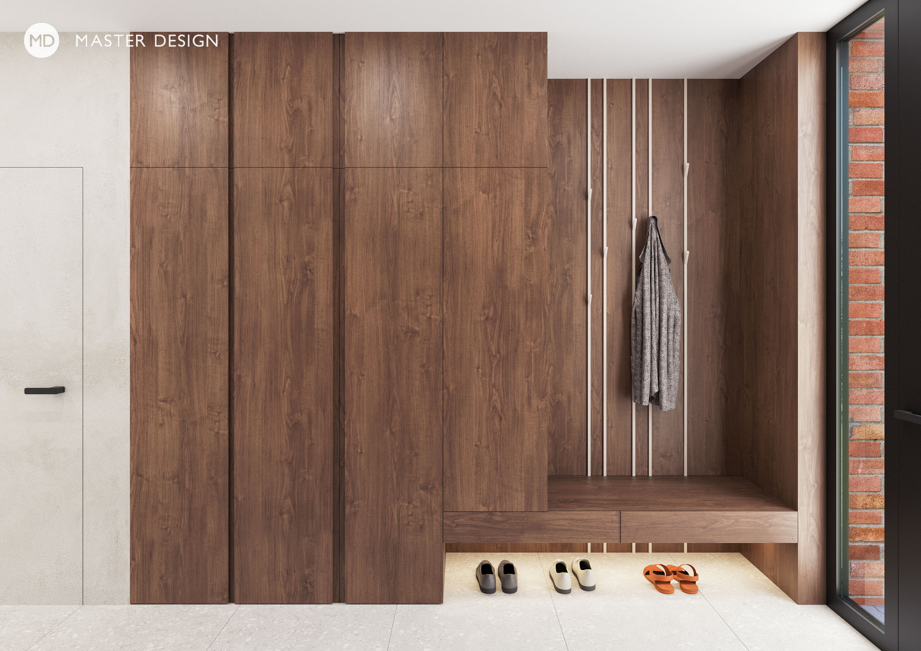 Modern house wooden interiorPraha Libuš - visualisation12