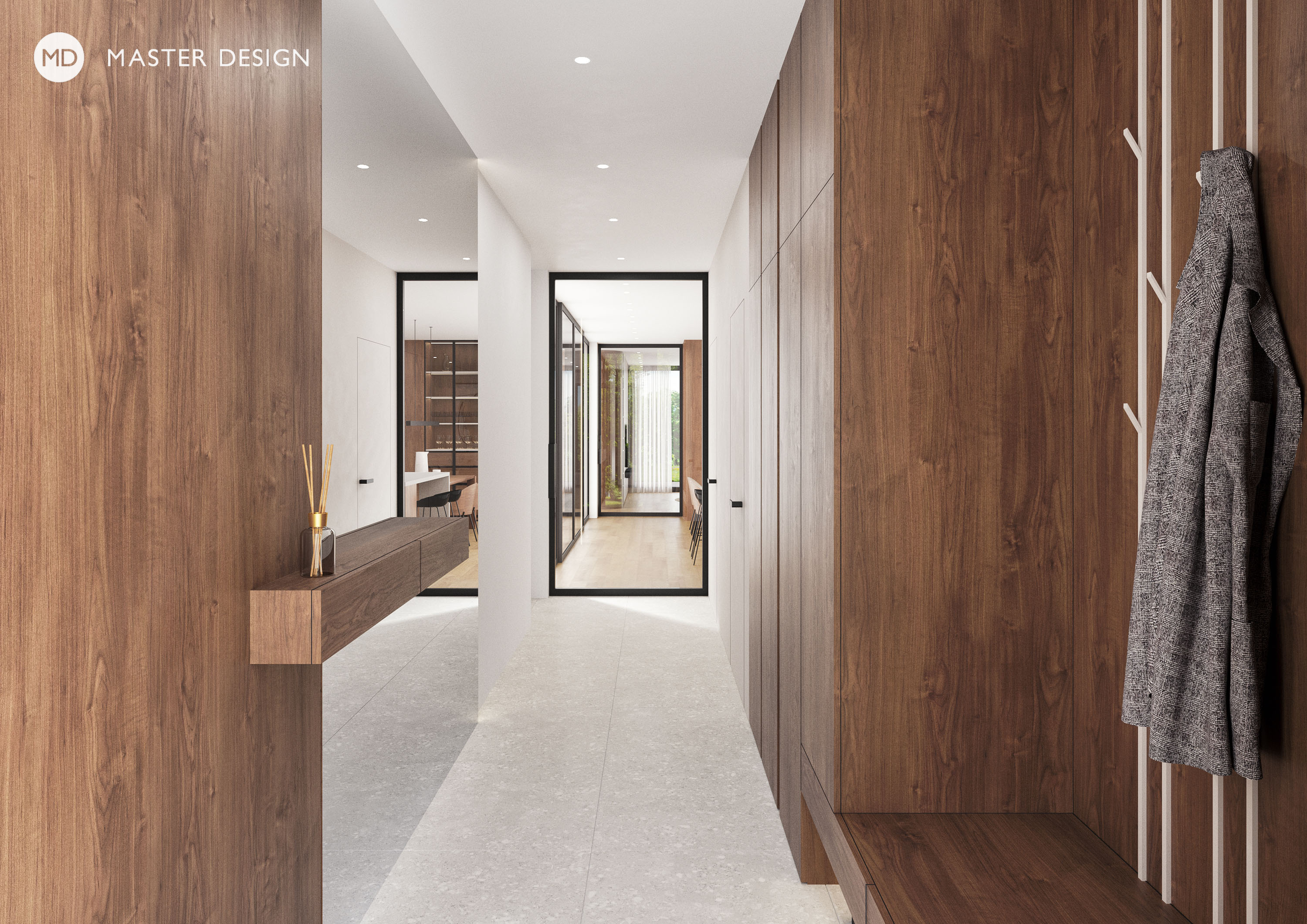 Modern house wooden interiorPraha Libuš - visualisation13