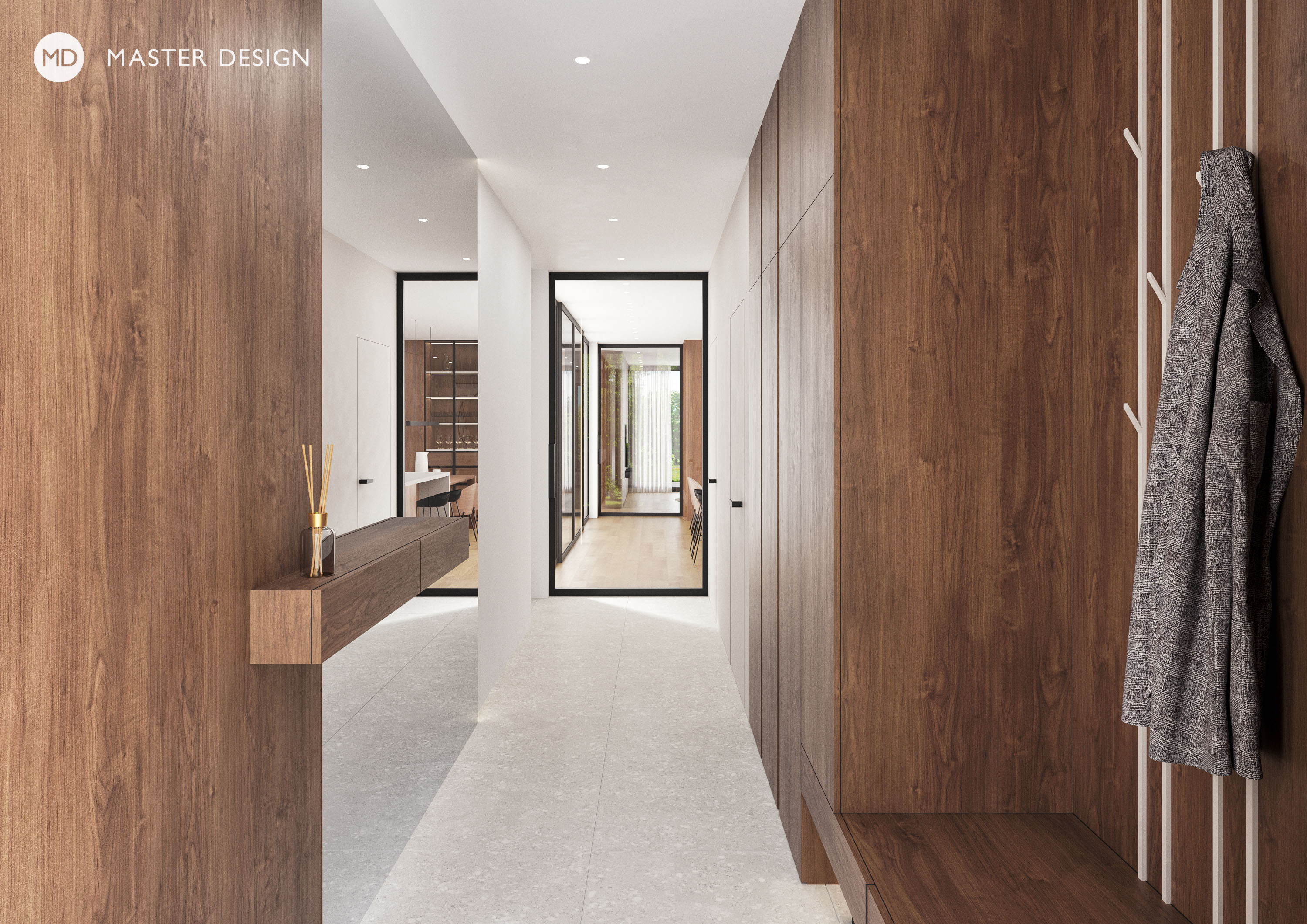 Interiér moderního rodinného domu v dřevěné dýzePraha Libuš - vizualizace13 Interiér moderního rodinného domu v dřevěné dýzePraha Libuš - vizualizace13