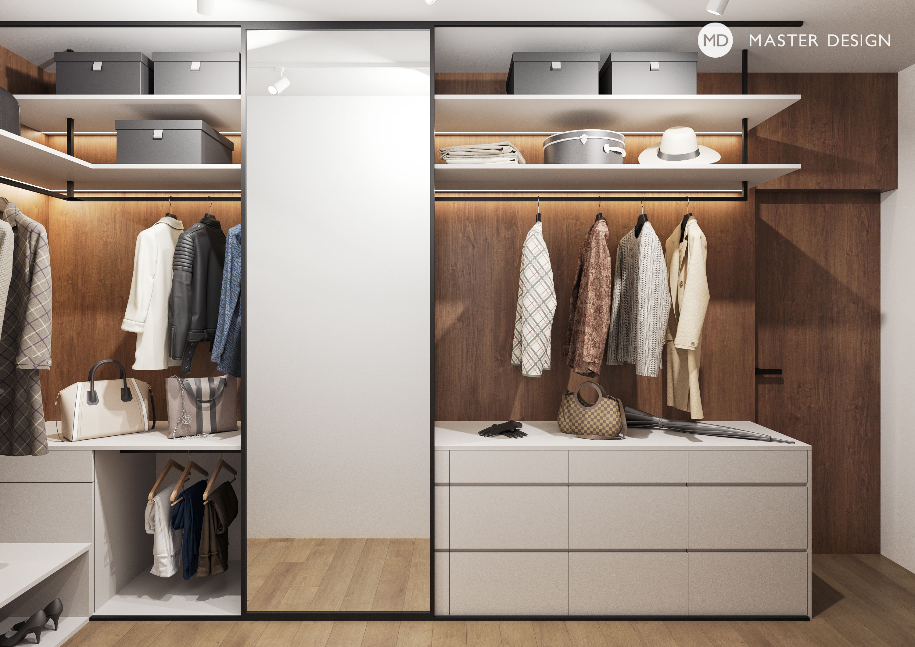 Modern house wooden interiorPraha Libuš - visualisation14
