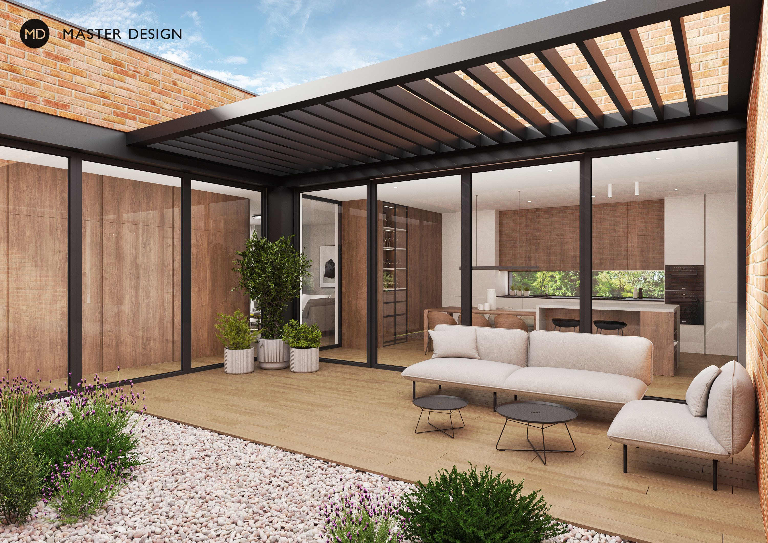 Atrium house with brick facadesPraha Libuš - visualisation3 Atrium house with brick facadesPraha Libuš - visualisation3