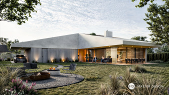 Minimalist modern house with a sloping roof - Křenice - main visualisation