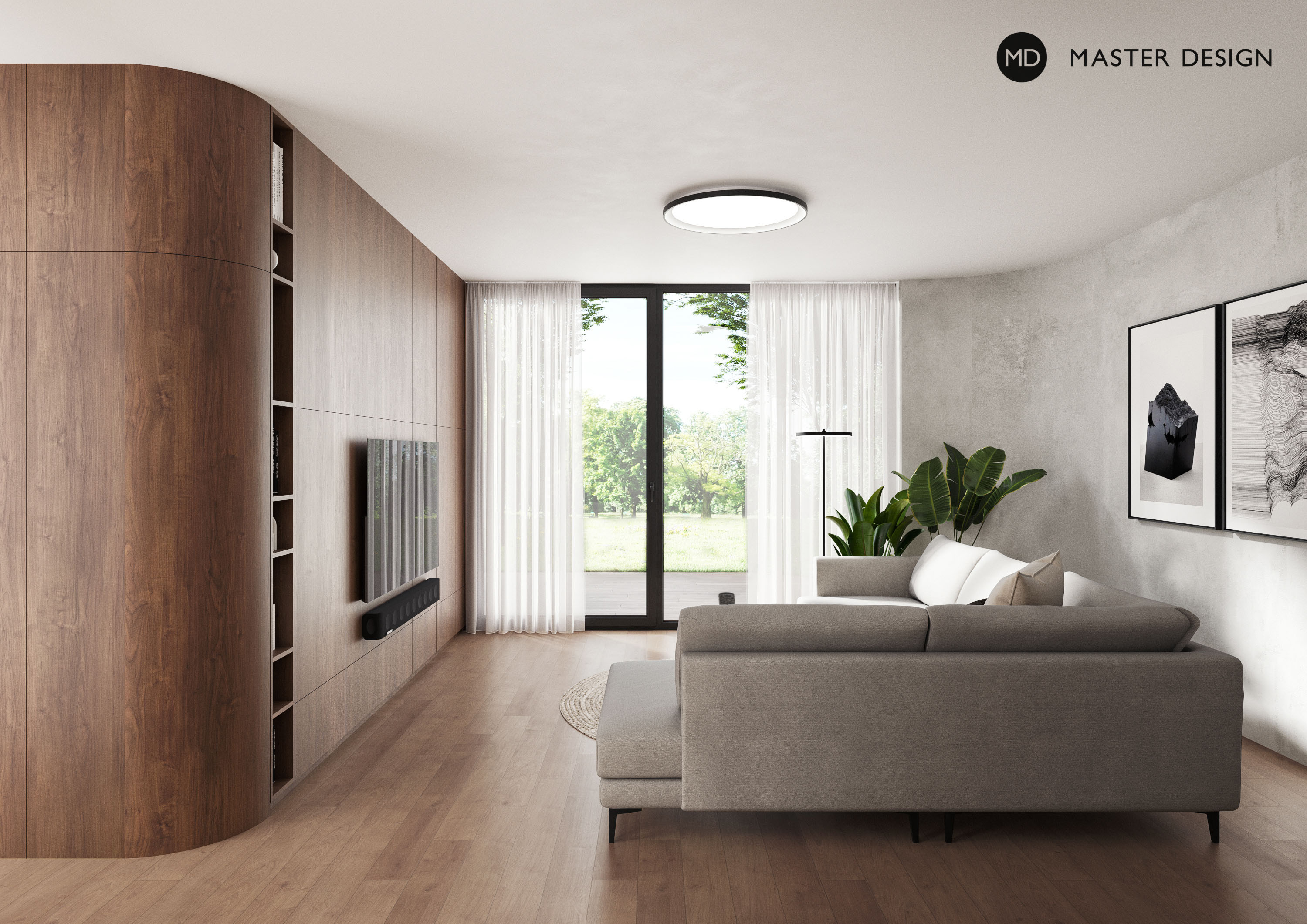 Interiér moderního rodinného domu v dřevěné dýzePraha Libuš - vizualizace2 Interiér moderního rodinného domu v dřevěné dýzePraha Libuš - vizualizace2