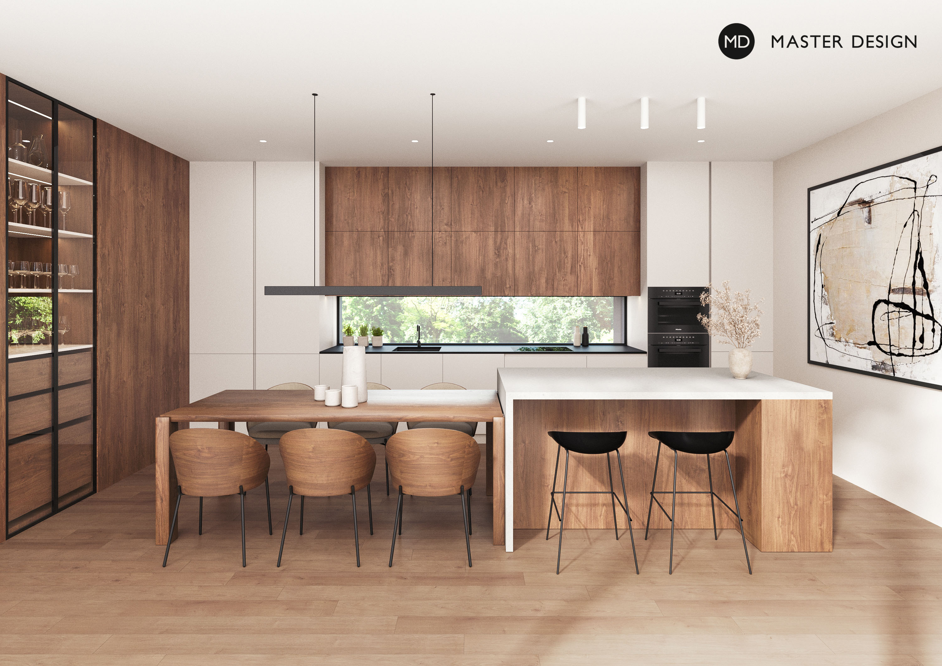 Modern house wooden interiorPraha Libuš - visualisation5