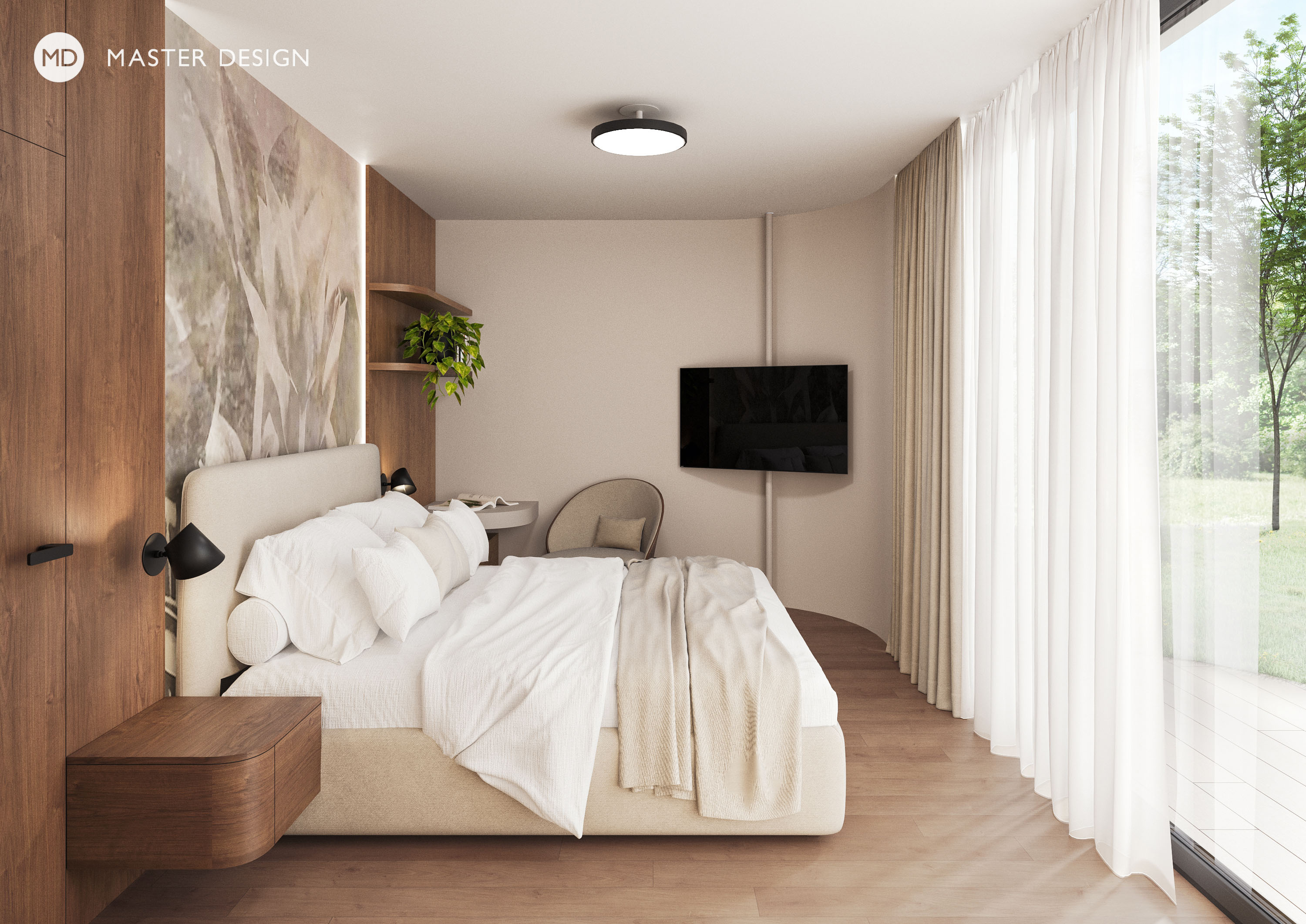 Modern house wooden interiorPraha Libuš - visualisation7