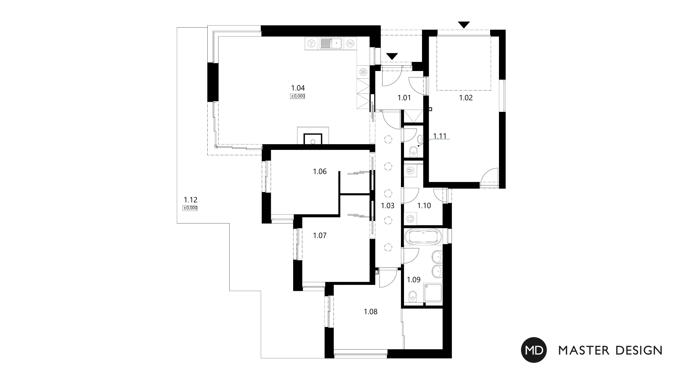 Single-storey low-energy bungalow shaded by birchesOstrava Radvanice - visualisation3 Single-storey low-energy bungalow shaded by birchesOstrava Radvanice - visualisation3