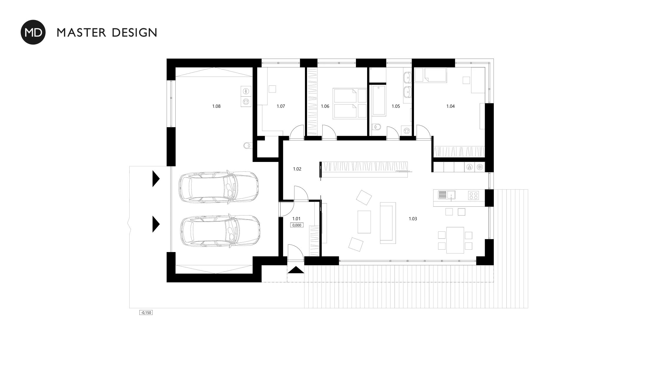 Nízkoenergetický bungalov s pultovou střechouVarnsdorf - vizualizace4 Nízkoenergetický bungalov s pultovou střechouVarnsdorf - vizualizace4