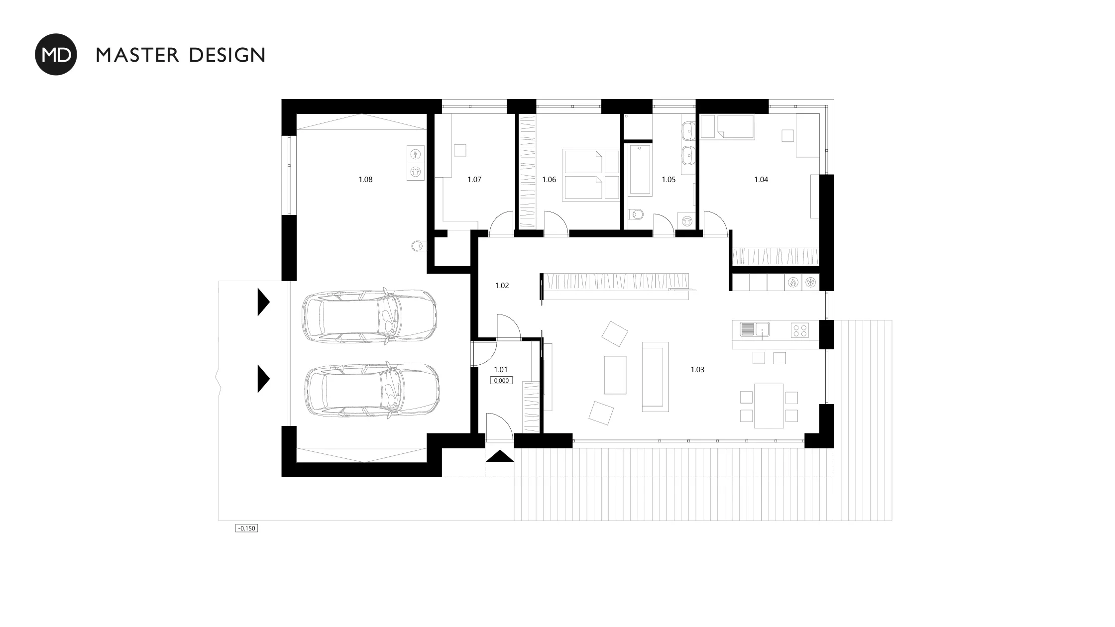 Nízkoenergetický bungalov s pultovou střechouVarnsdorf - vizualizace4 Nízkoenergetický bungalov s pultovou střechouVarnsdorf - vizualizace4