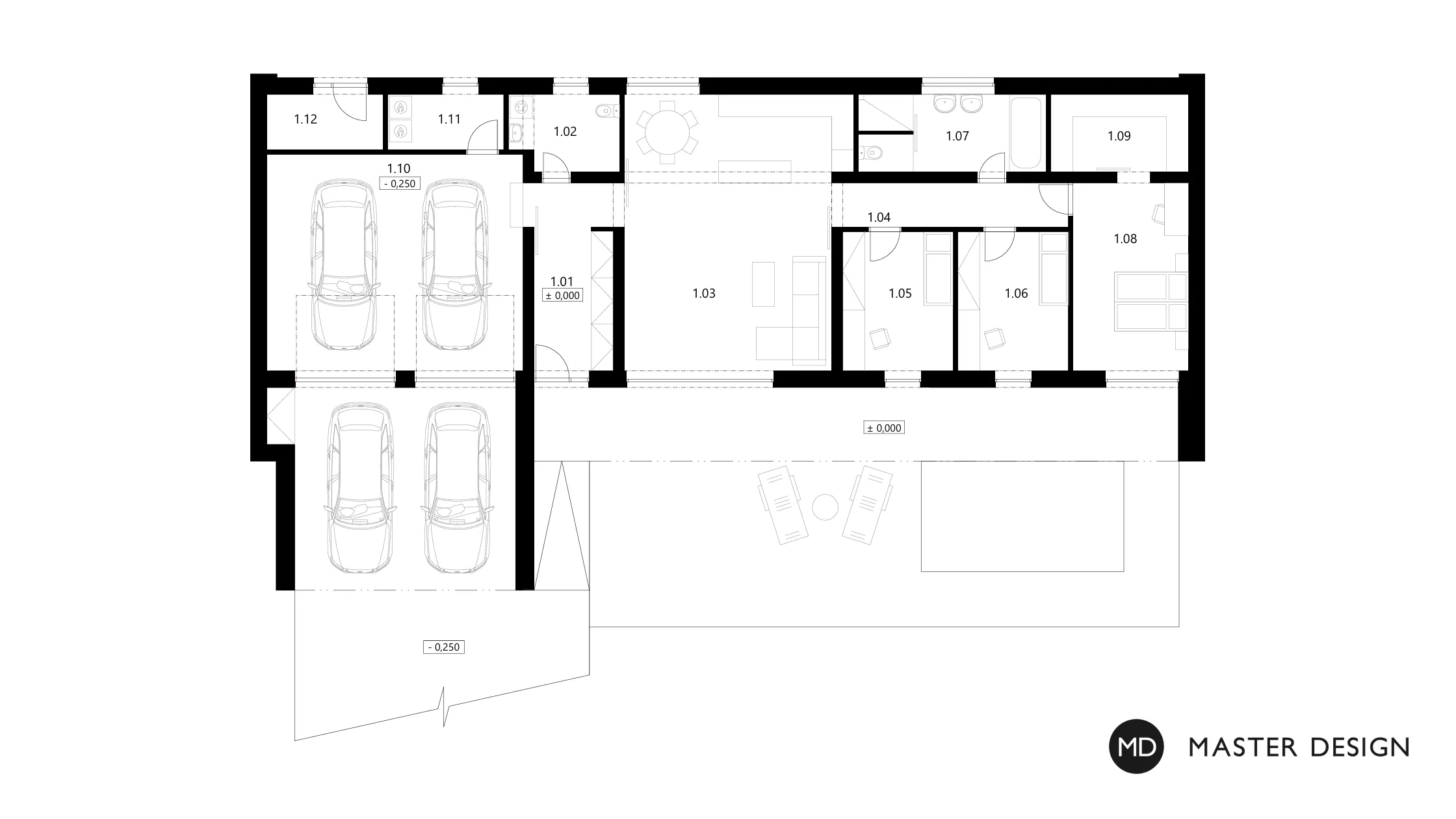 Luxusní nízkoenergetický bungalov do L s plochou střechouHavířov - vizualizace4