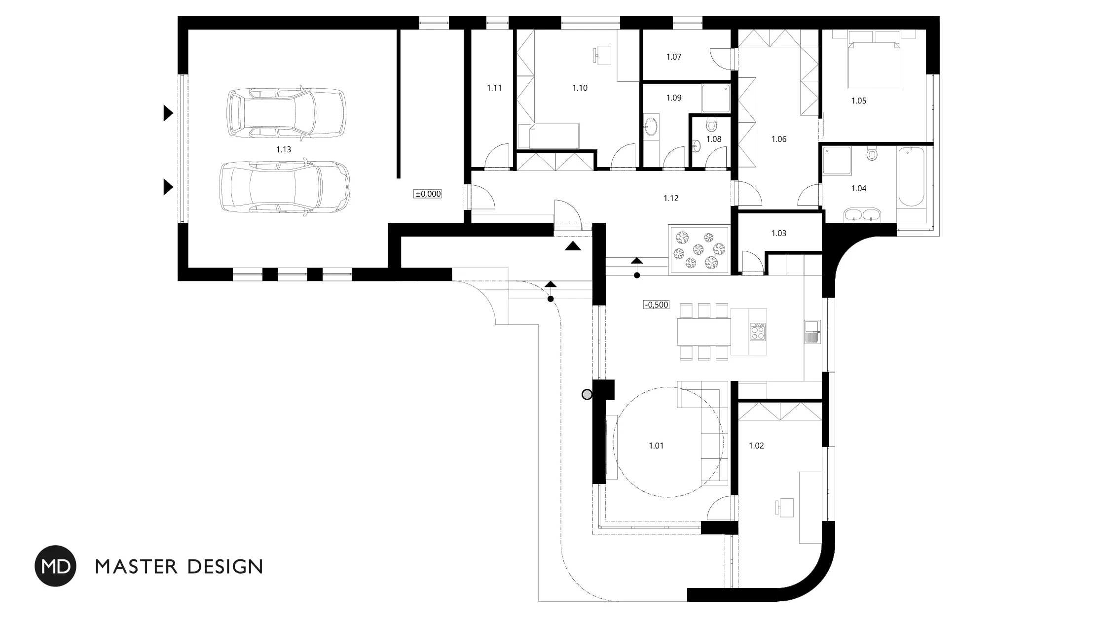 Luxury low energy bungalow with a flat roofČernošice - visualisation6 Luxury low energy bungalow with a flat roofČernošice - visualisation6