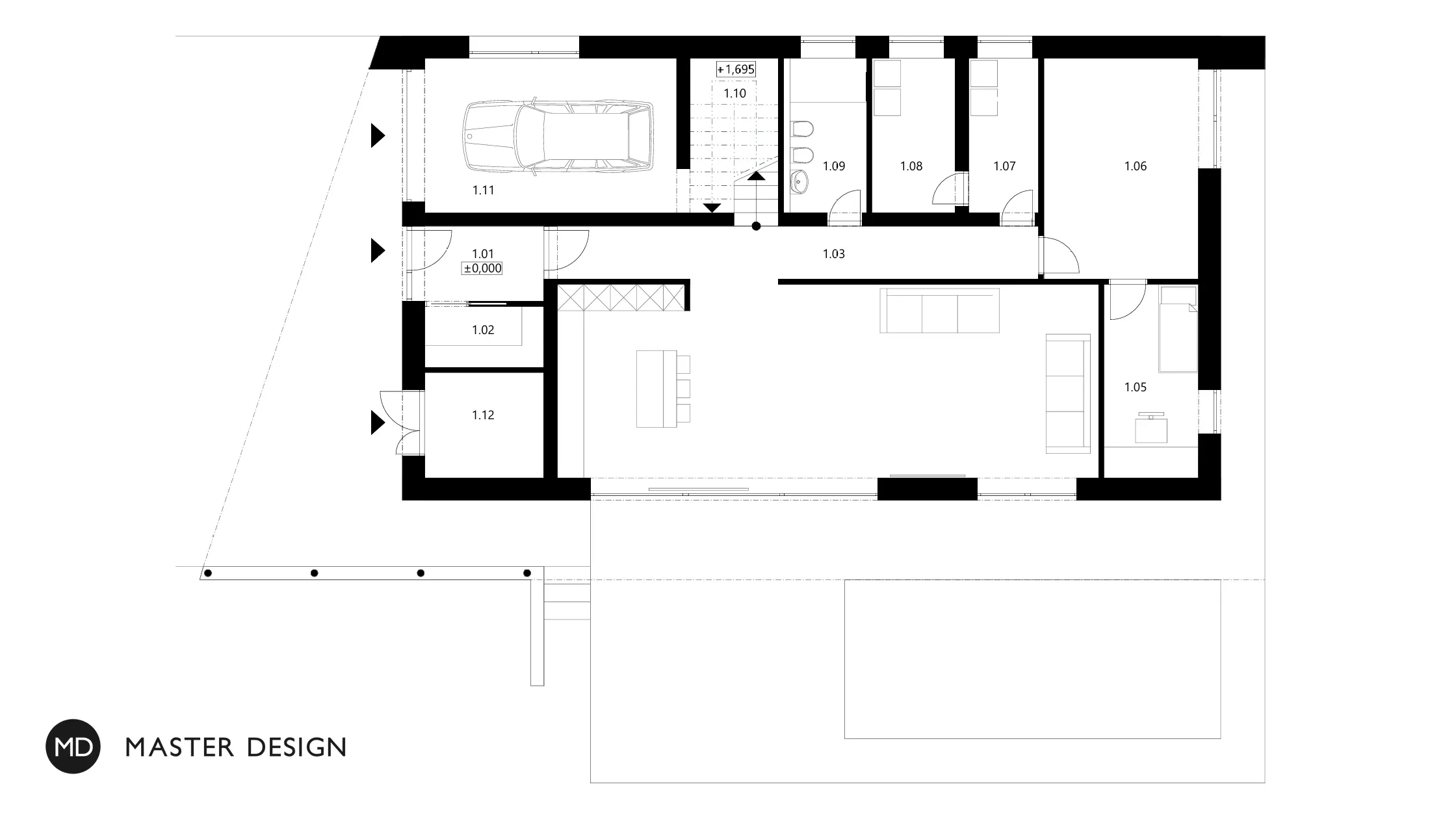 Low-cost house with a large covered terraceHorní Soběšovice - visualisation5 Low-cost house with a large covered terraceHorní Soběšovice - visualisation5