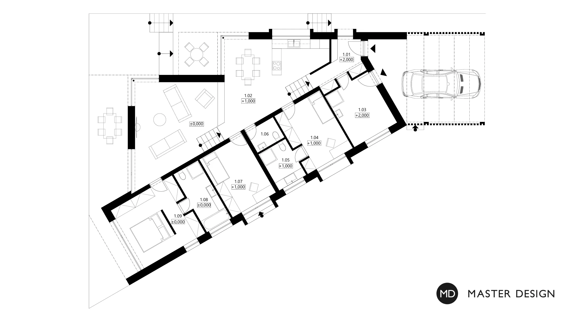 Single-storey bungalow on a slopeOdolená Voda - visualisation5 Single-storey bungalow on a slopeOdolená Voda - visualisation5