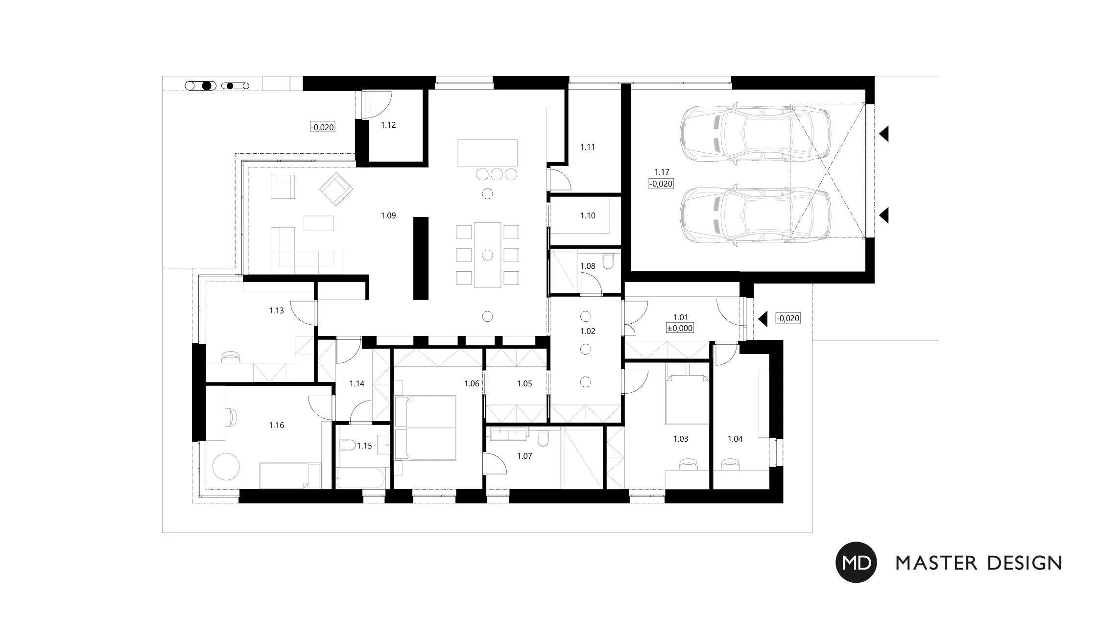 Bungalov s vyvýšeným obývacím pokojem a velkou terasouStaré Hodějovice - vizualizace5 Bungalov s vyvýšeným obývacím pokojem a velkou terasouStaré Hodějovice - vizualizace5