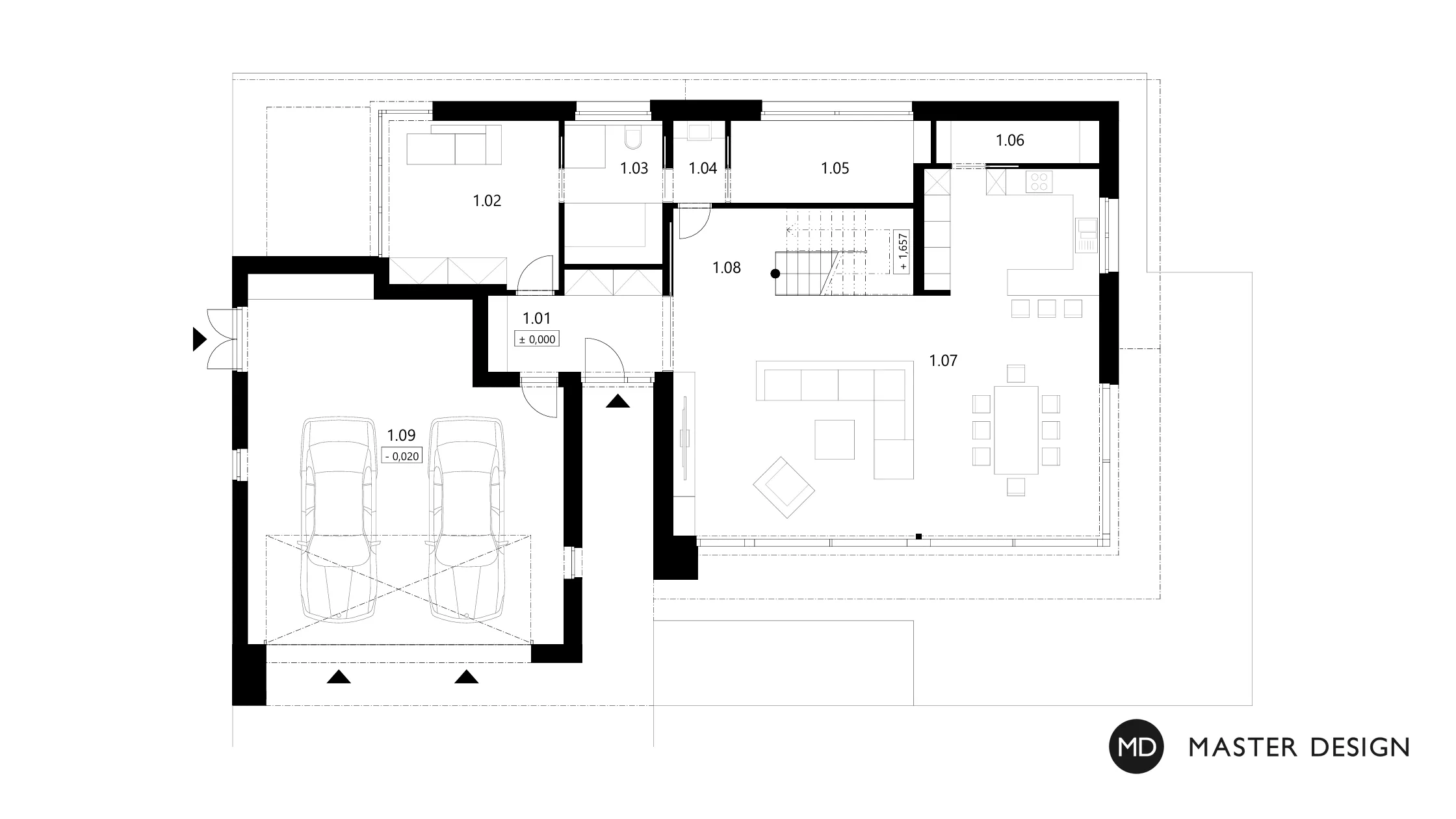 Luxury low energy house with white plaster and stone facingČeladná - visualisation5 Luxury low energy house with white plaster and stone facingČeladná - visualisation5