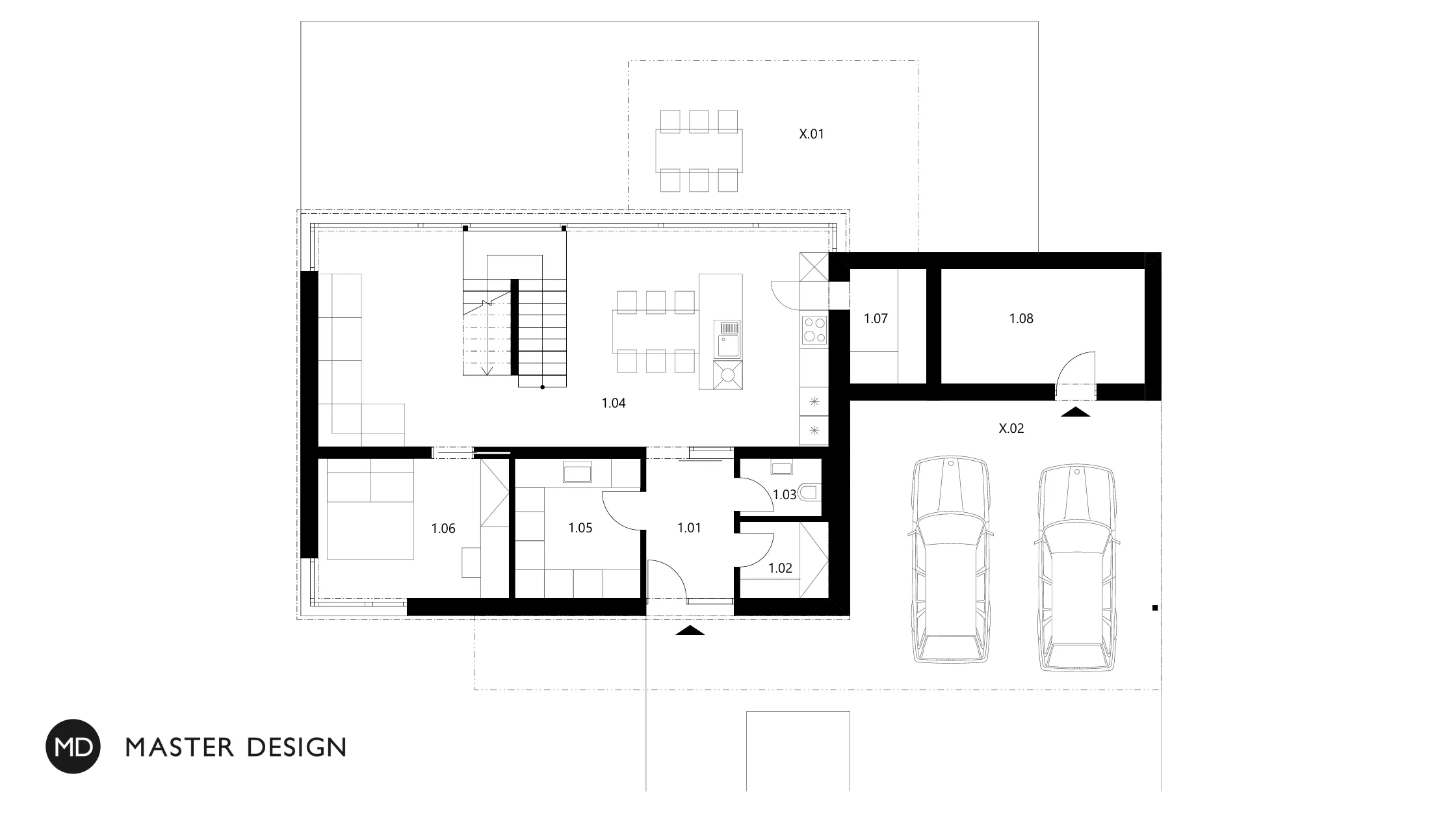 Family House with a Facade Made of Brick StripsRoztoky u Prahy - visualisation3