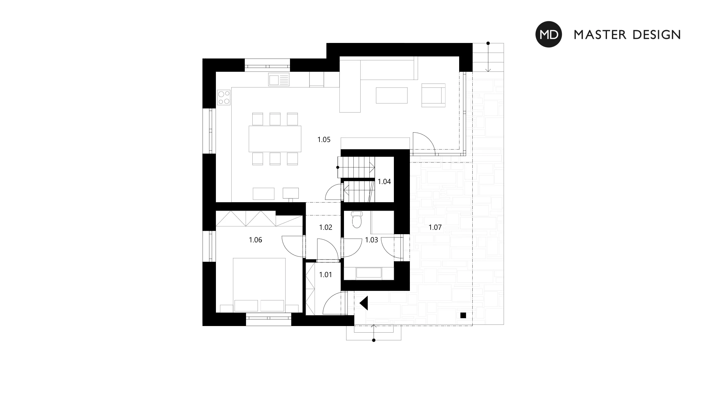 Small house with roof lookout reconstruction Zhoř - visualisation3