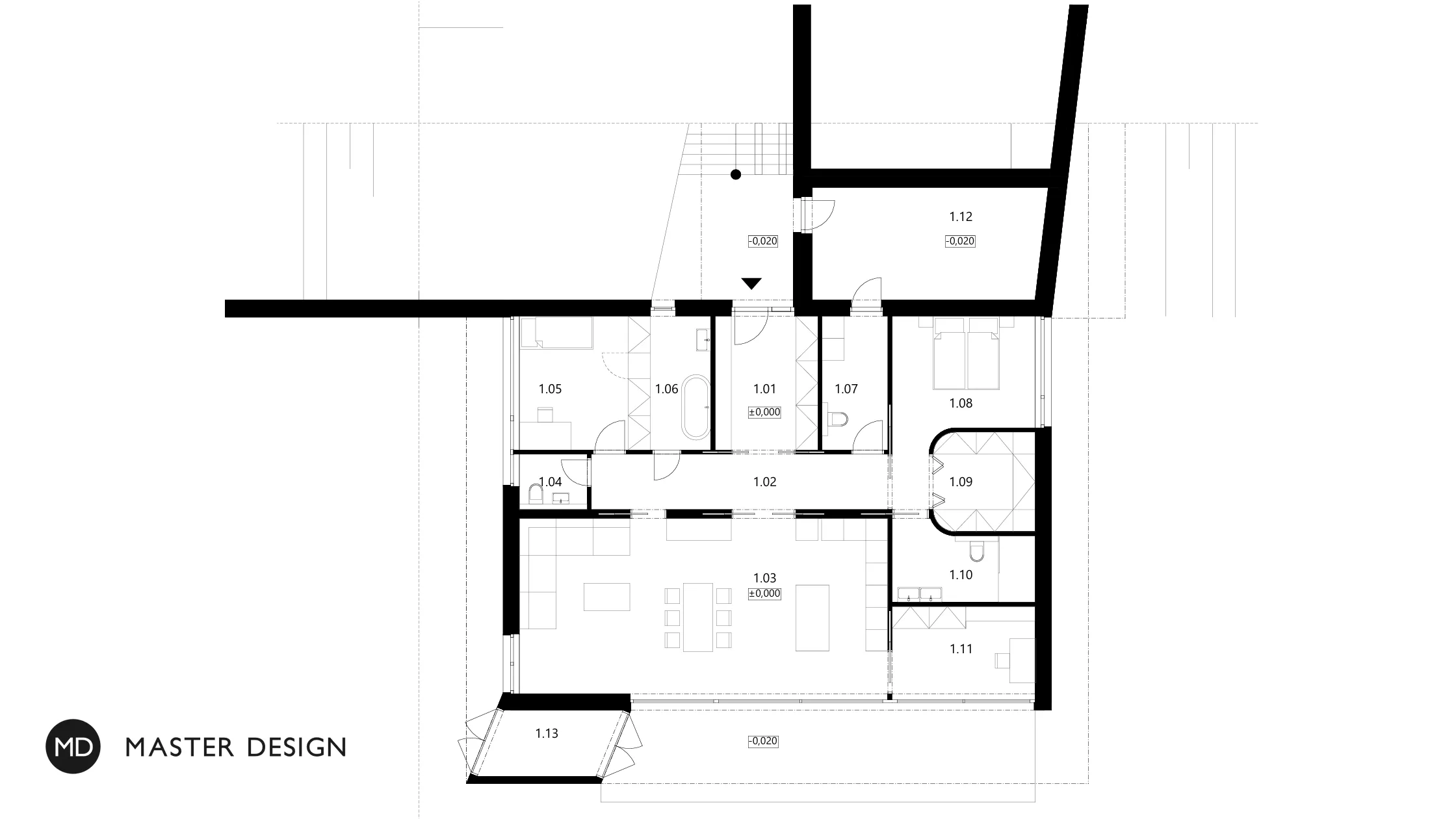 Ojedinělý moderní dům pro milovníky sportovních aut s designovým krytým stánímBenice u Prahy - vizualizace4
