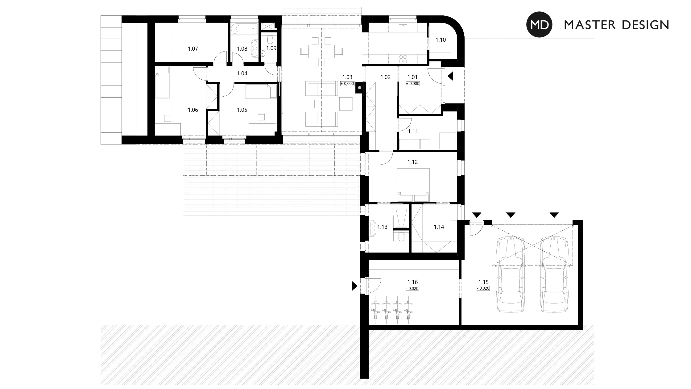 L-shaped bungalow established in the hillside with enclosed gardenStará Plesná - visualisation4 L-shaped bungalow established in the hillside with enclosed gardenStará Plesná - visualisation4