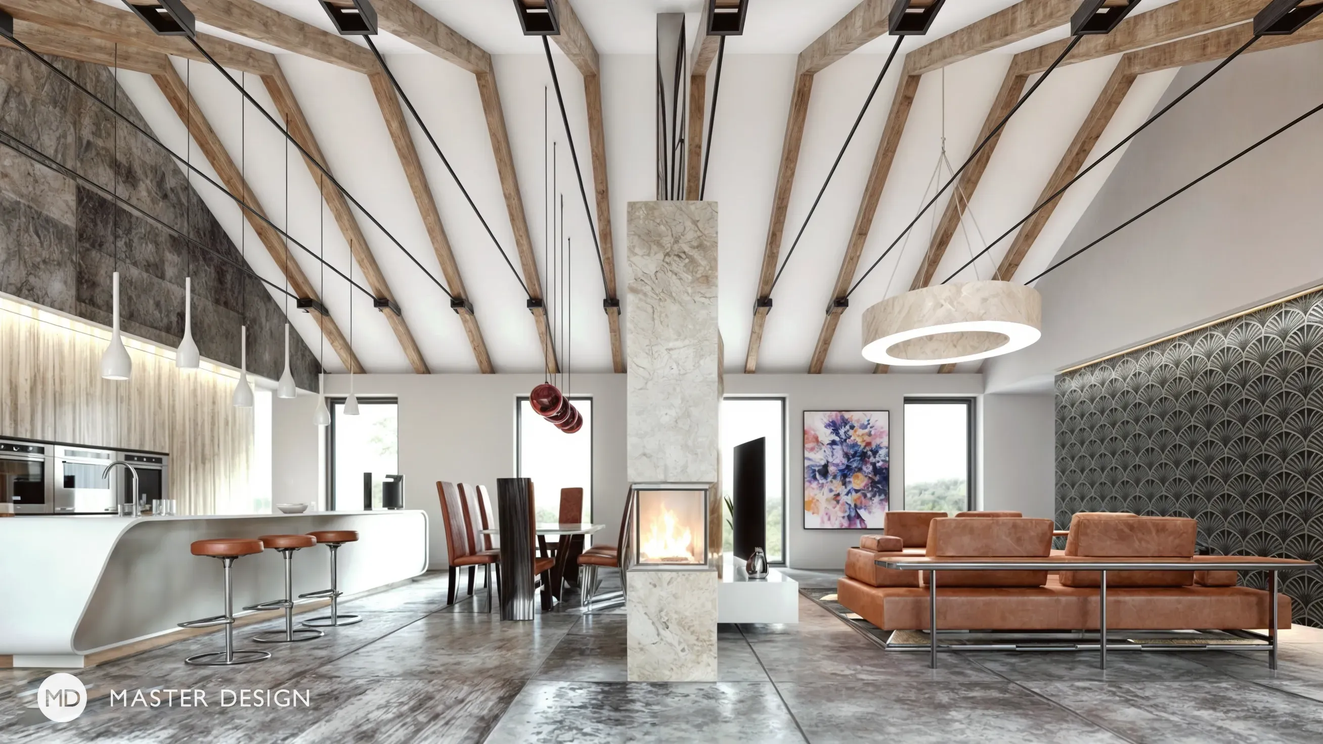 Family house interiorTábor - visualisation3