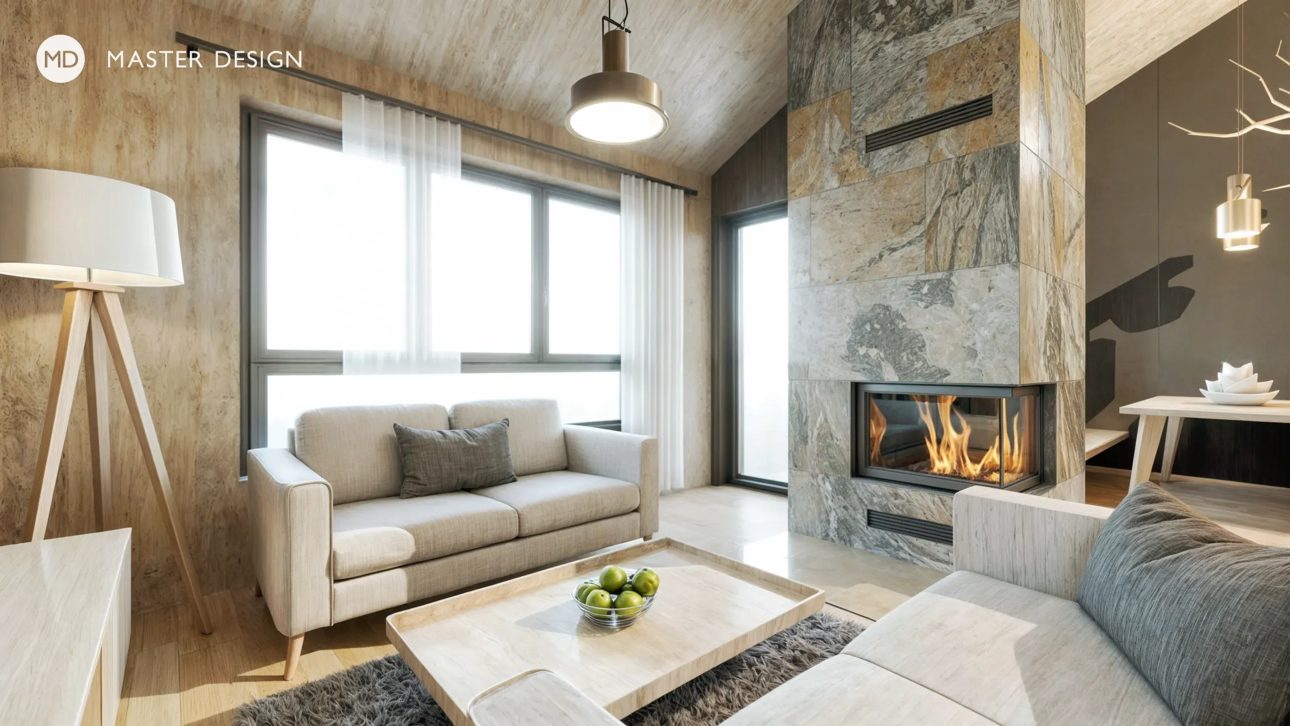 Interiors with wooden walls for pension inPredlitz - visualisation7
