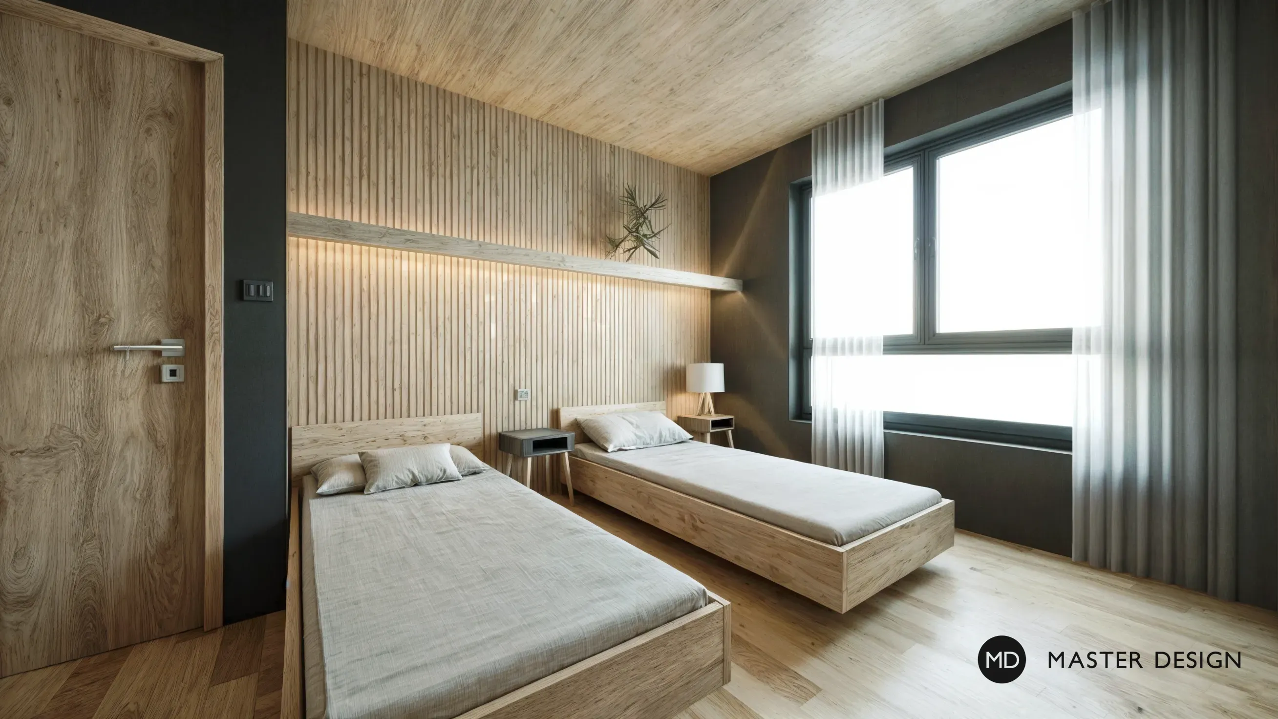 Interiors with wooden walls for pension inPredlitz - visualisation11