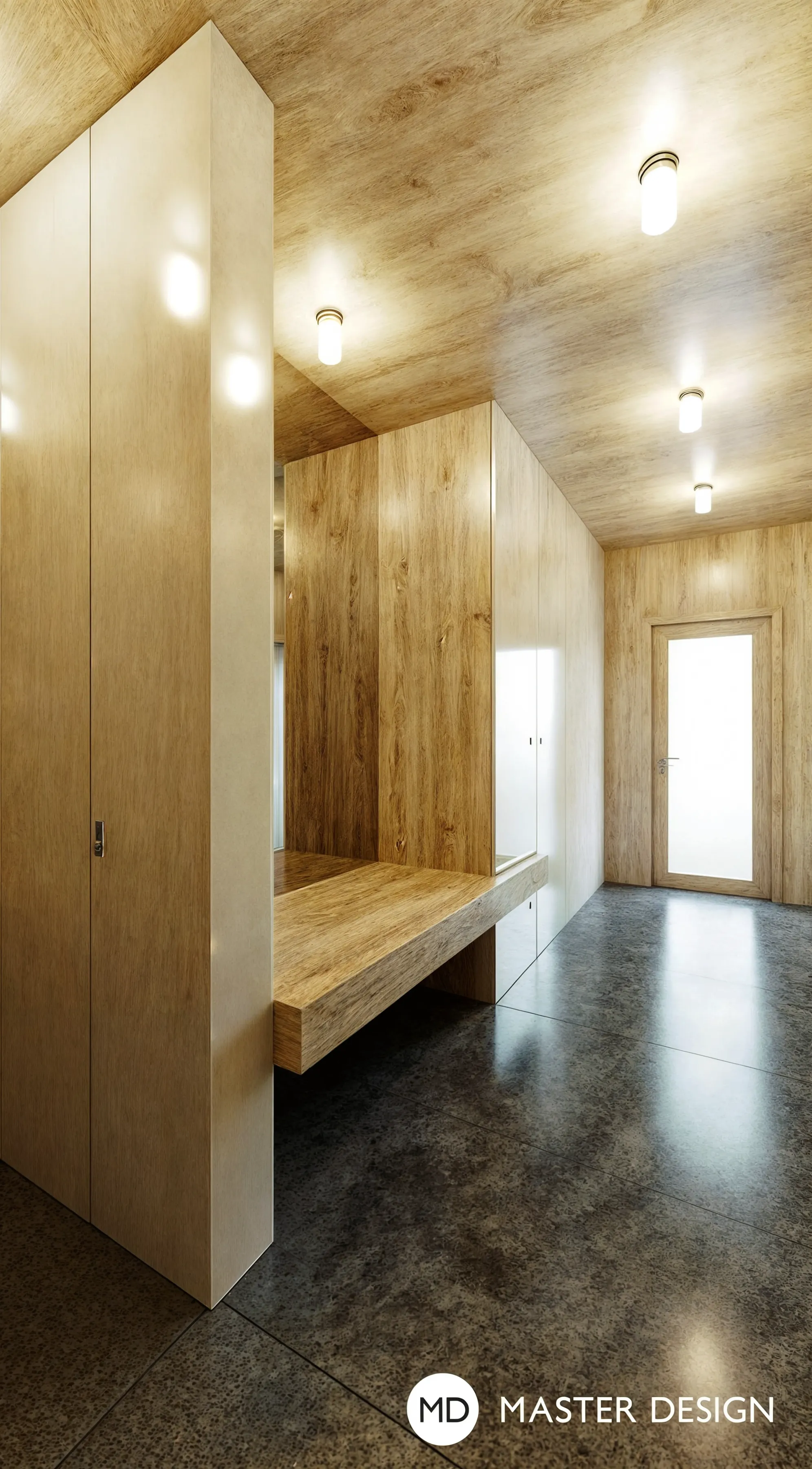 Interiors with wooden walls for pension inPredlitz - visualisation13