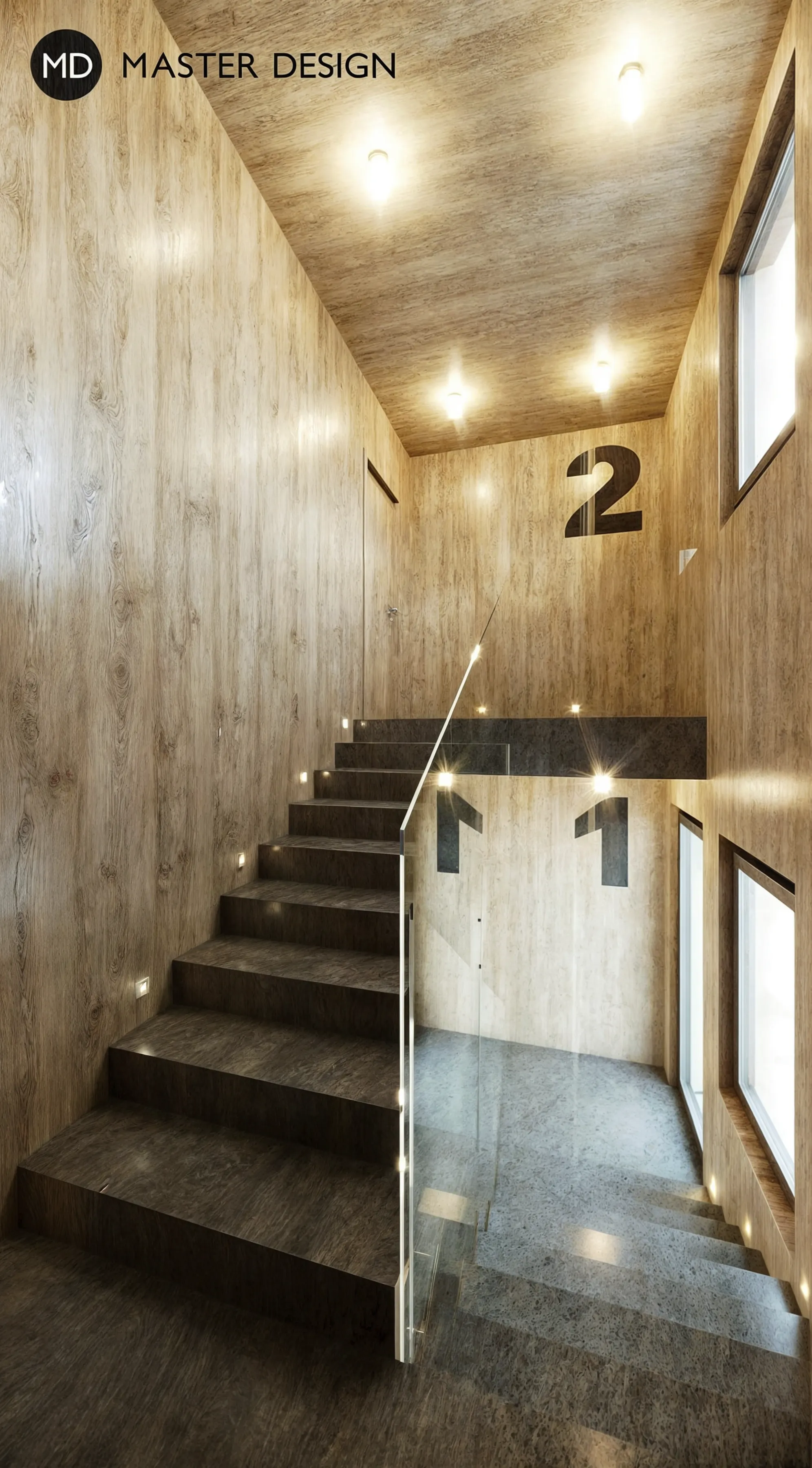 Interiors with wooden walls for pension inPredlitz - visualisation15