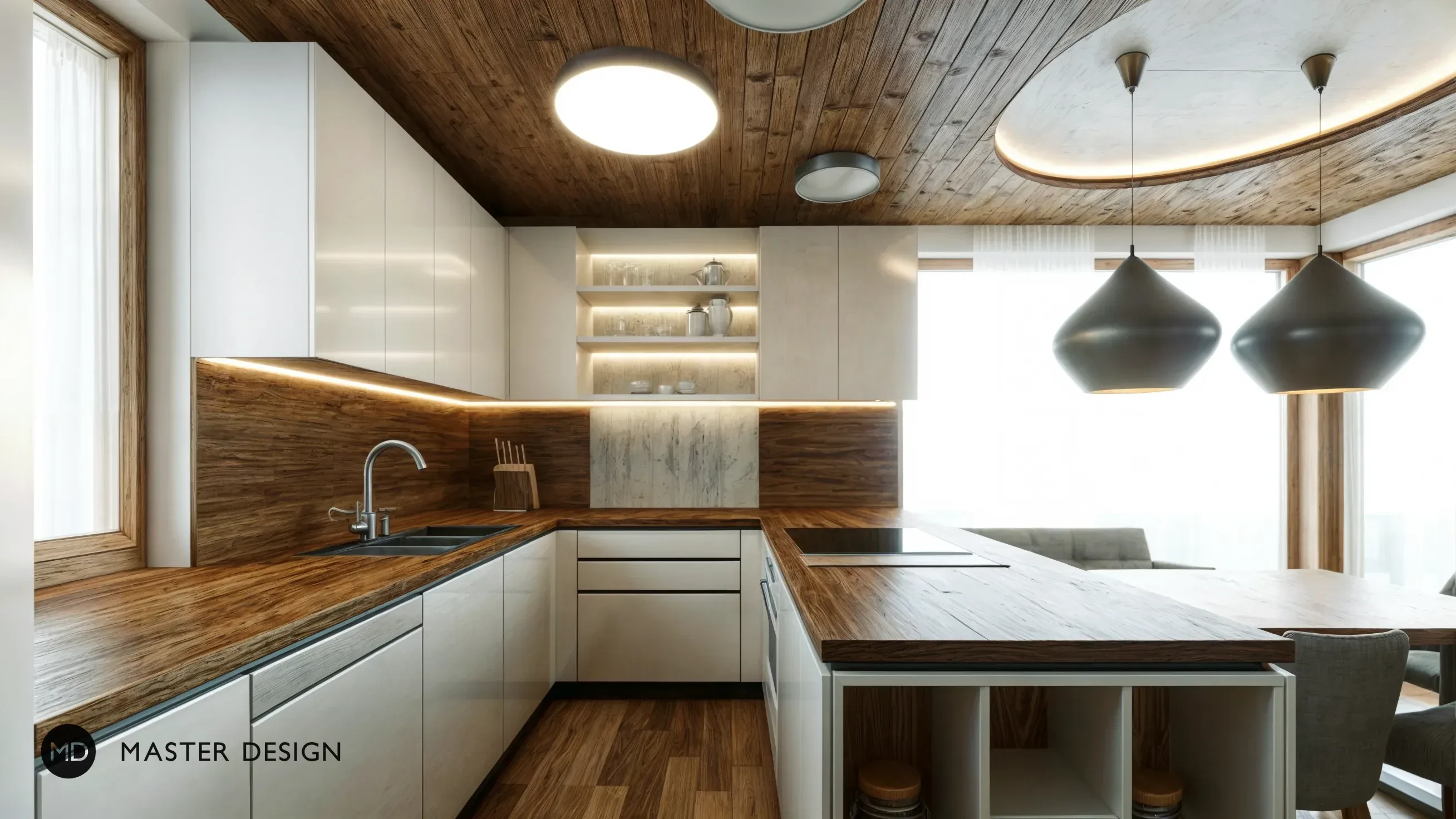 Interiéry horského penzionu s apartmány v podkrovíRakousko Turrach - vizualizace2