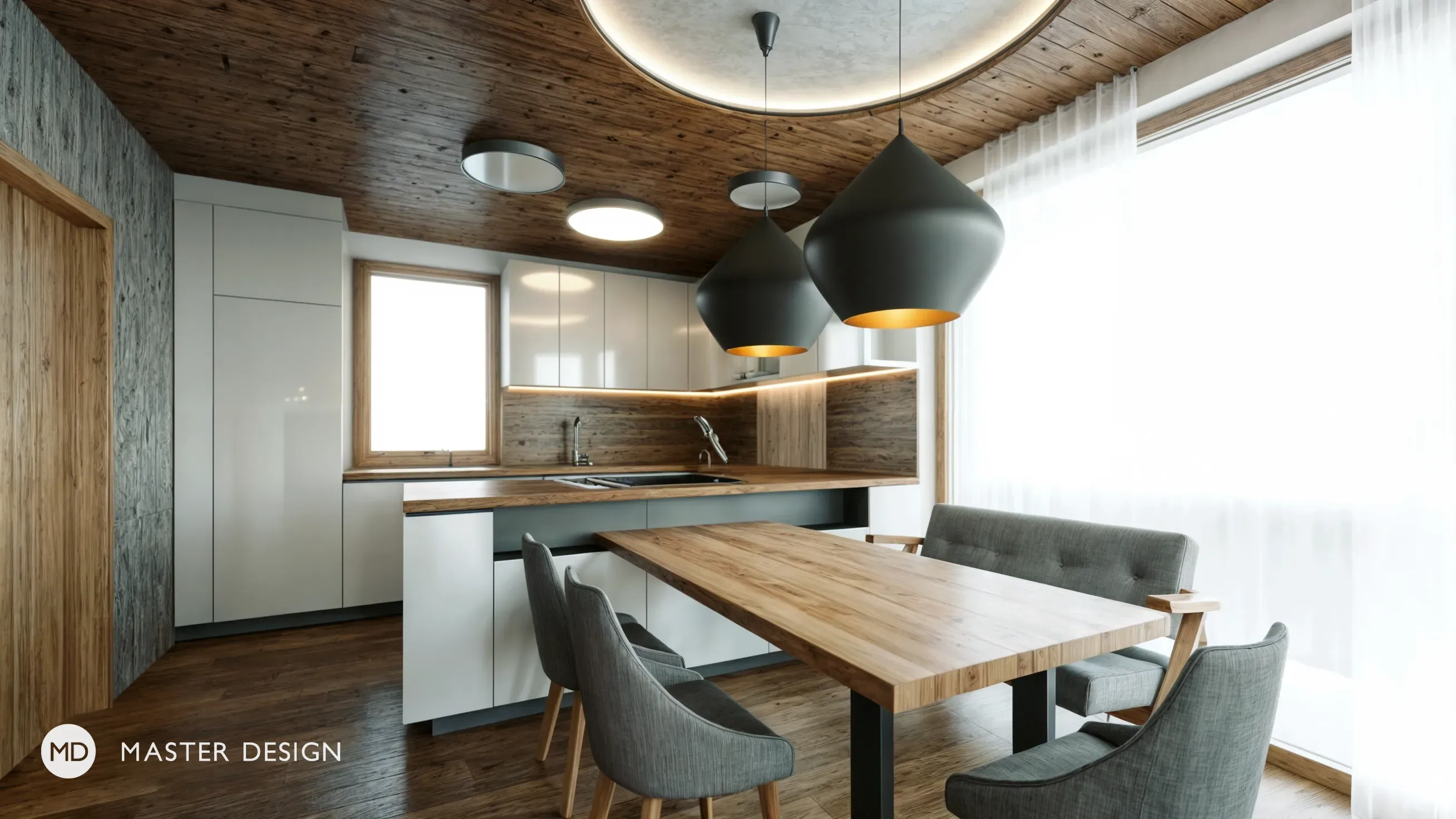Mountain pension interiors with roof apartmentsRakousko Turrach - visualisation9