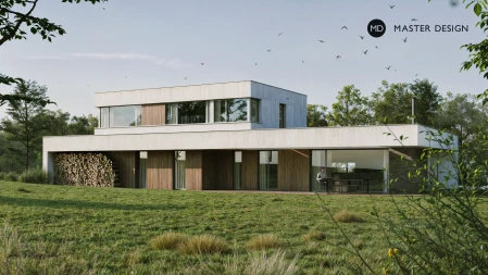 A House with Distinctive Lines and Wooden Cladding of the Facades - Vrátkov - main visualisation