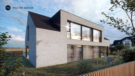 Compact House with Brick Cladding and Pitched Roof - Horoměřice - main visualisation