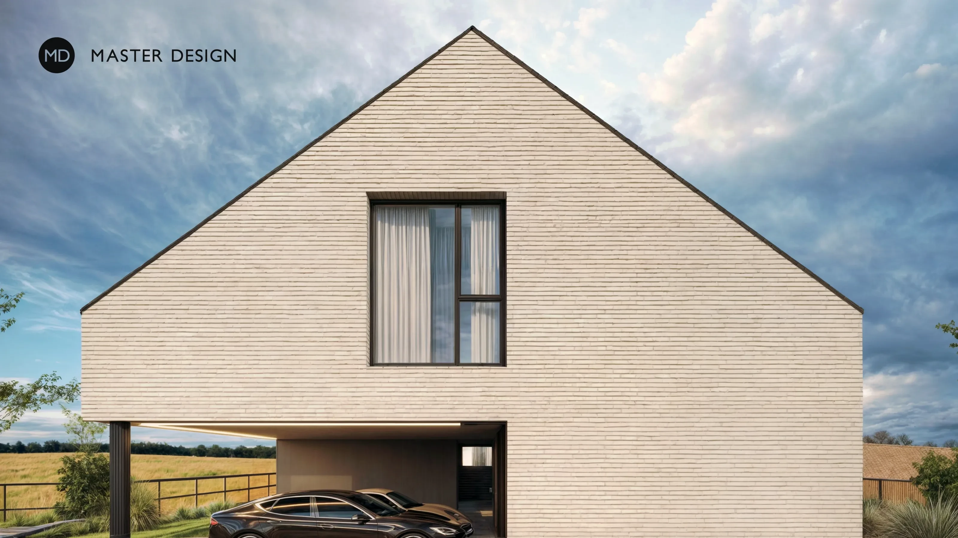 Compact House with Brick Cladding and Pitched RoofHoroměřice - visualisation2 Compact House with Brick Cladding and Pitched RoofHoroměřice - visualisation2