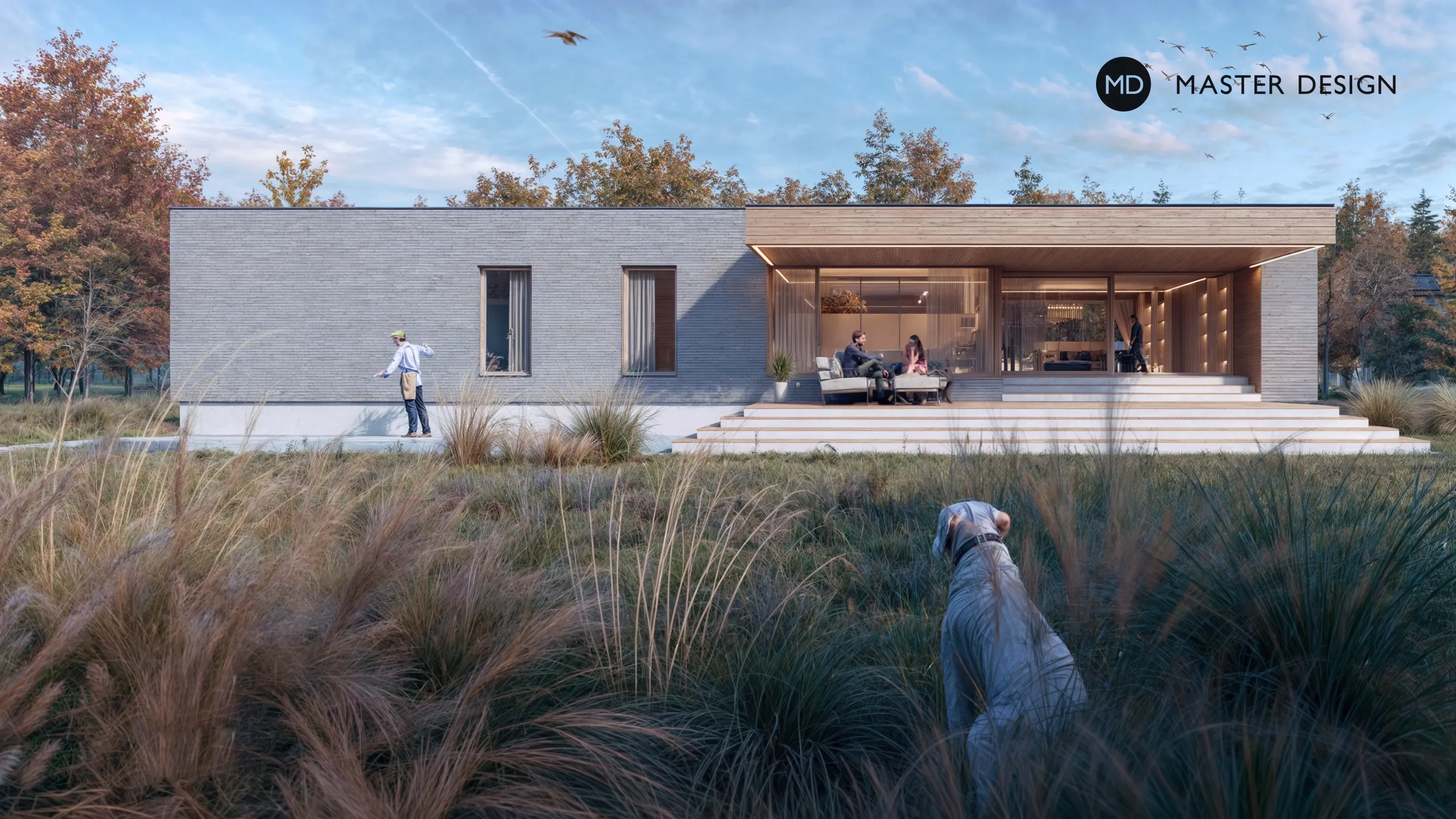 Rekonstrukce bungalovu na moderní přízemní dům s vnitřním atriem - Bradlec - hlavní vizualizace Rekonstrukce bungalovu na moderní přízemní dům s vnitřním atriem - Bradlec - hlavní vizualizace
