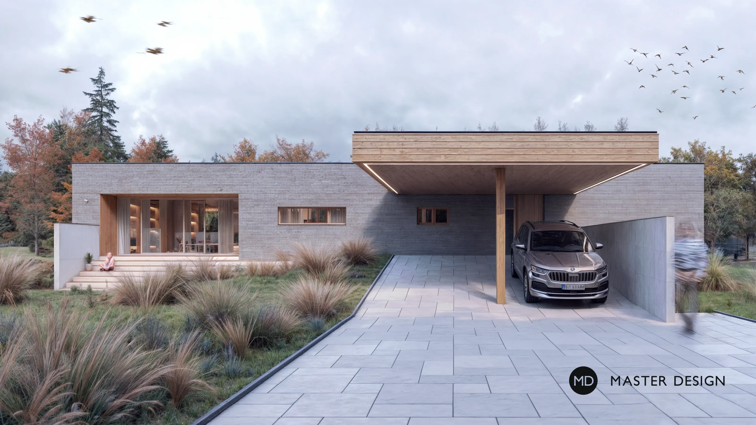 Rekonstrukce bungalovu na moderní přízemní dům s vnitřním atriemBradlec - vizualizace2 Rekonstrukce bungalovu na moderní přízemní dům s vnitřním atriemBradlec - vizualizace2