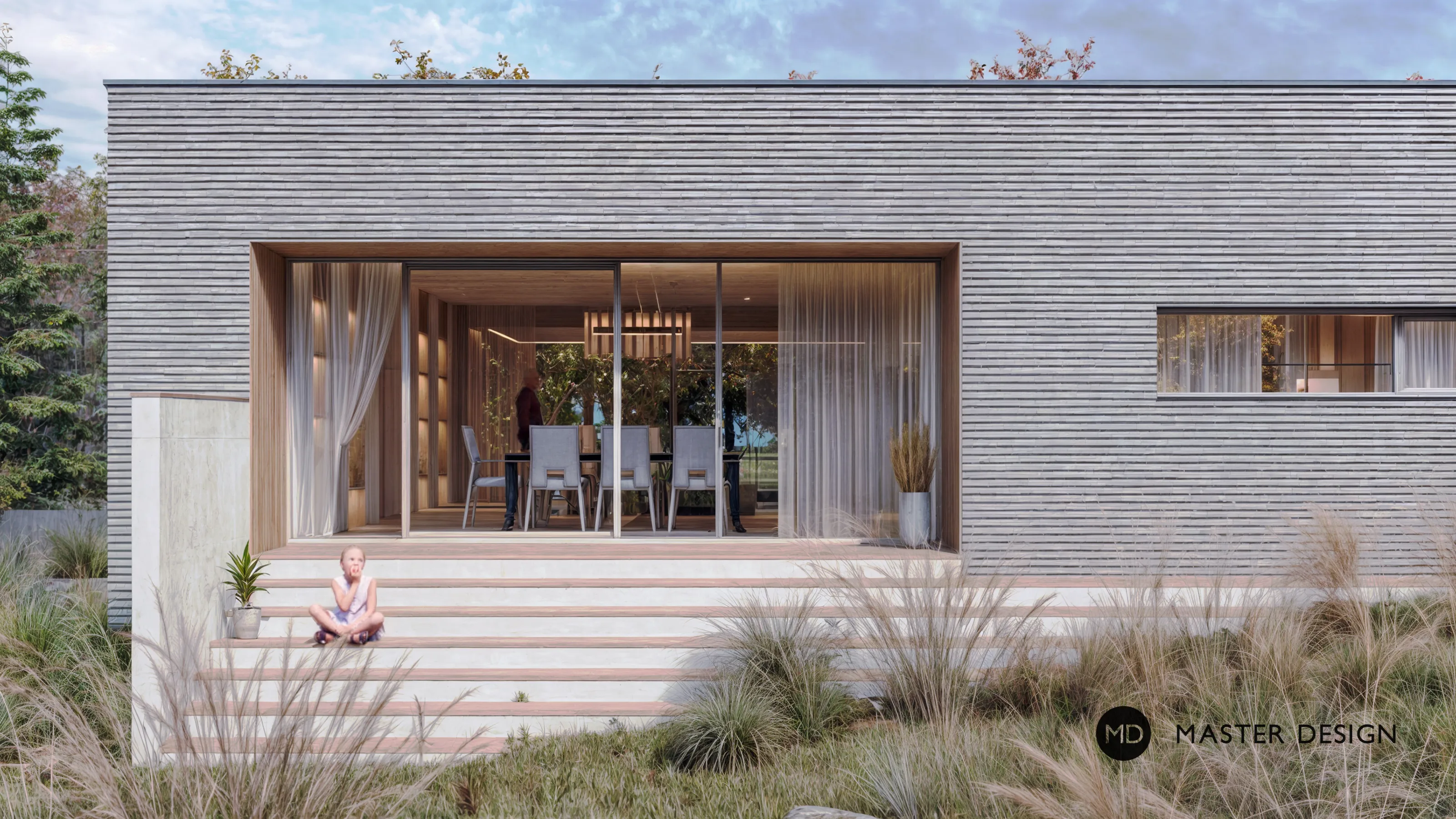 Reconstruction of a Bungalow to a Modern Single-storey House with an Internal AtriumBradlec - visualisation3 Reconstruction of a Bungalow to a Modern Single-storey House with an Internal AtriumBradlec - visualisation3