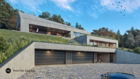 Three-storey Concrete Villa Hidden on a Slope - Libčice - main visualisation