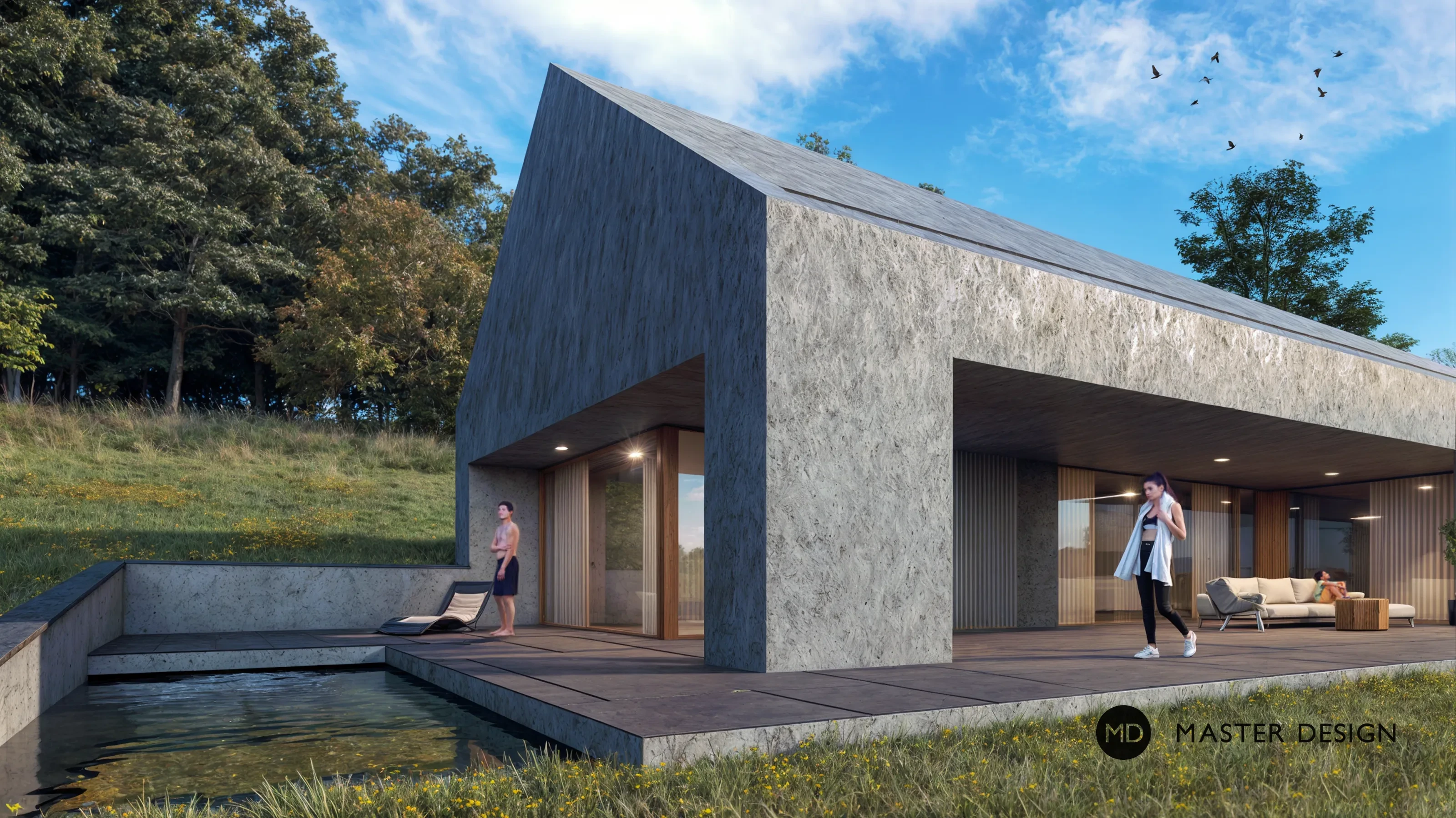 Třípatrová betonová vila schovaná ve svahuLibčice - vizualizace3 Třípatrová betonová vila schovaná ve svahuLibčice - vizualizace3