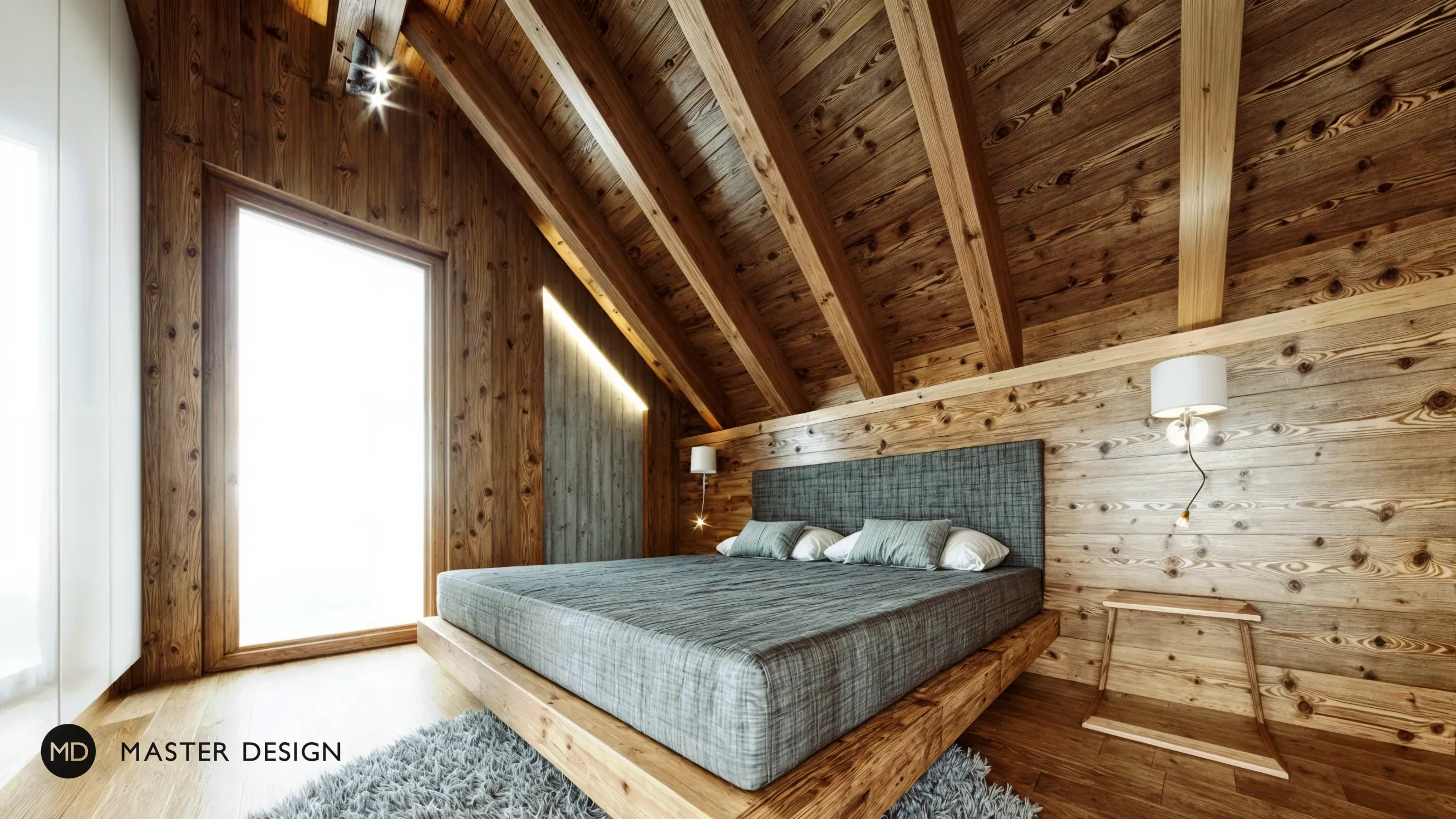Mountain pension interiors with roof apartmentsRakousko Turrach - visualisation6