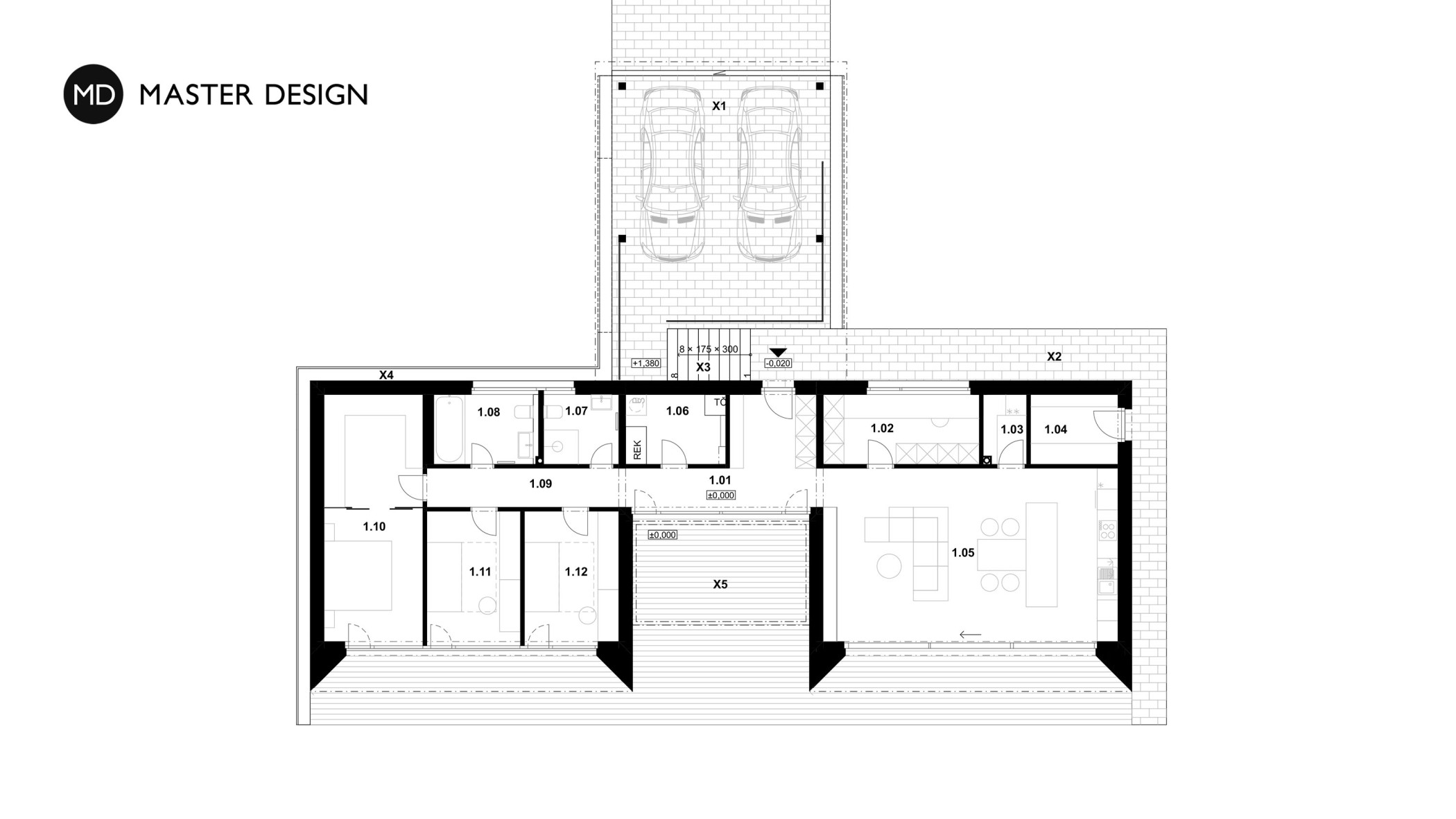 Typical house on a slope with an atriumModerní dům na klíč - visualisation4