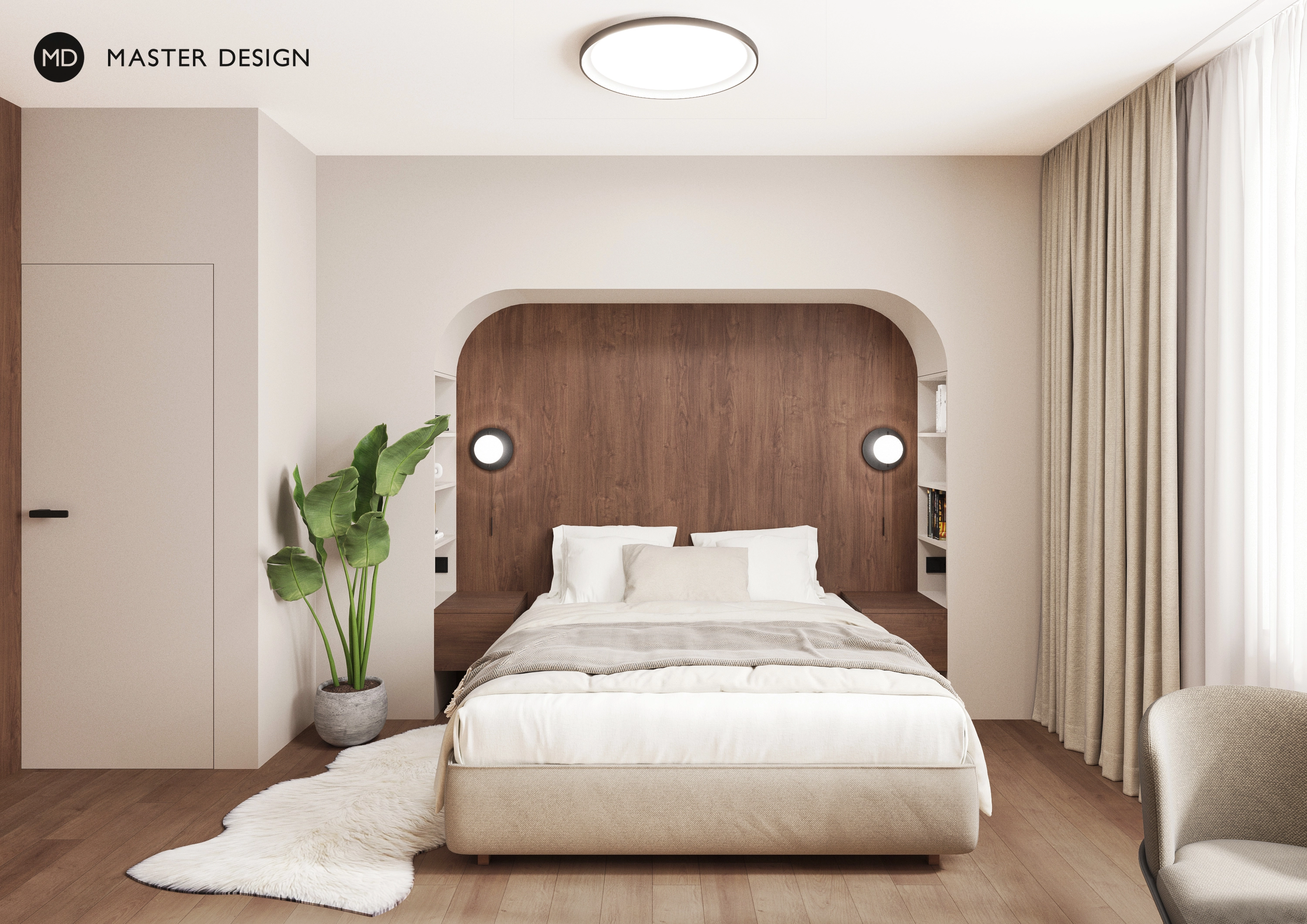 Modern house wooden interiorPraha Libuš - visualisation15