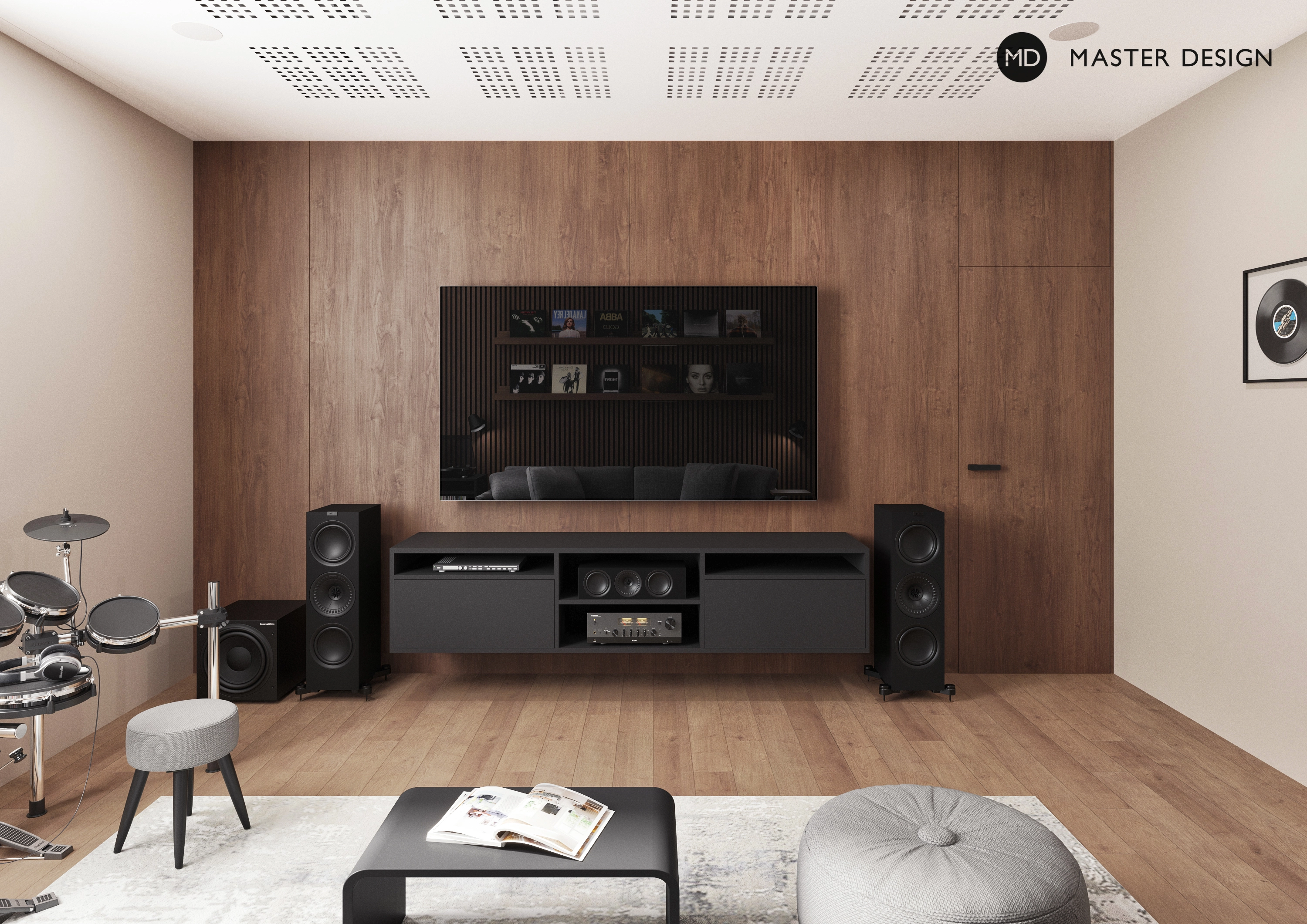 Modern house wooden interiorPraha Libuš - visualisation16