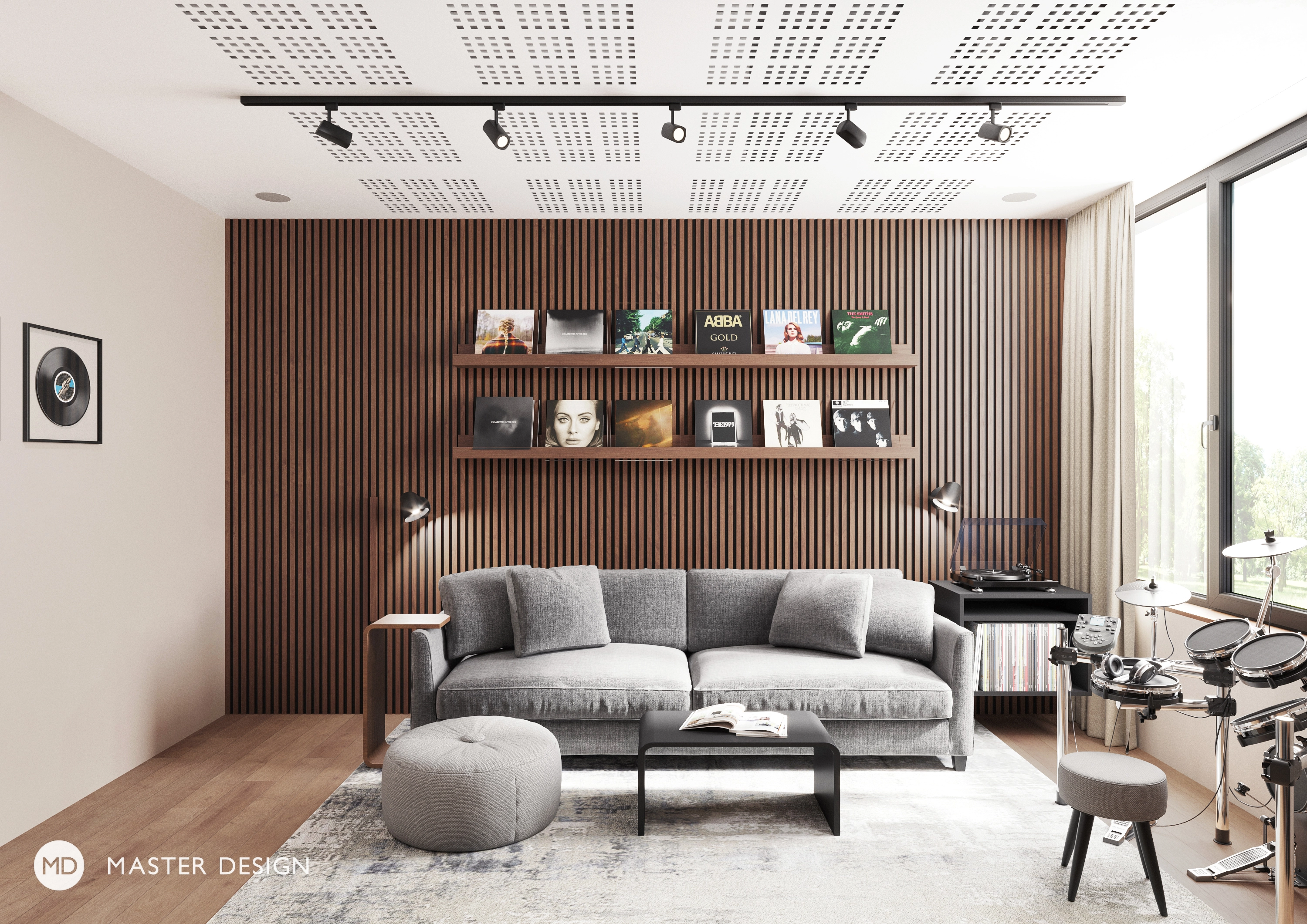 Modern house wooden interiorPraha Libuš - visualisation17
