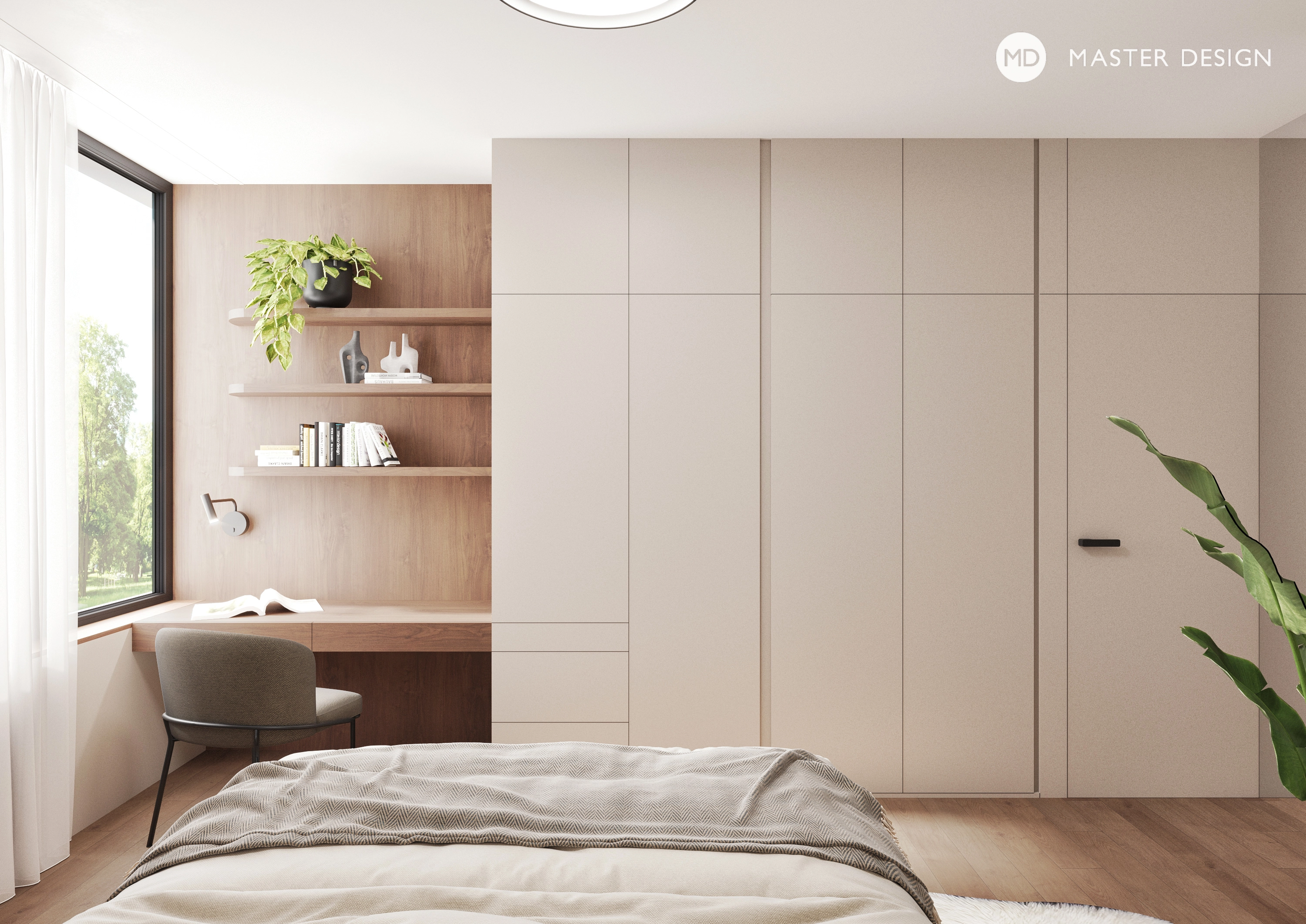 Modern house wooden interiorPraha Libuš - visualisation18